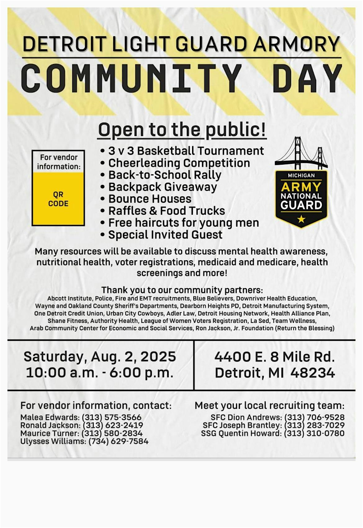 DETROIT LIGHT GUARD ARMORY COMMUNITY DAY VENDOR REGISTRATION at 4400 8 Mile Rd – Detroit, MI