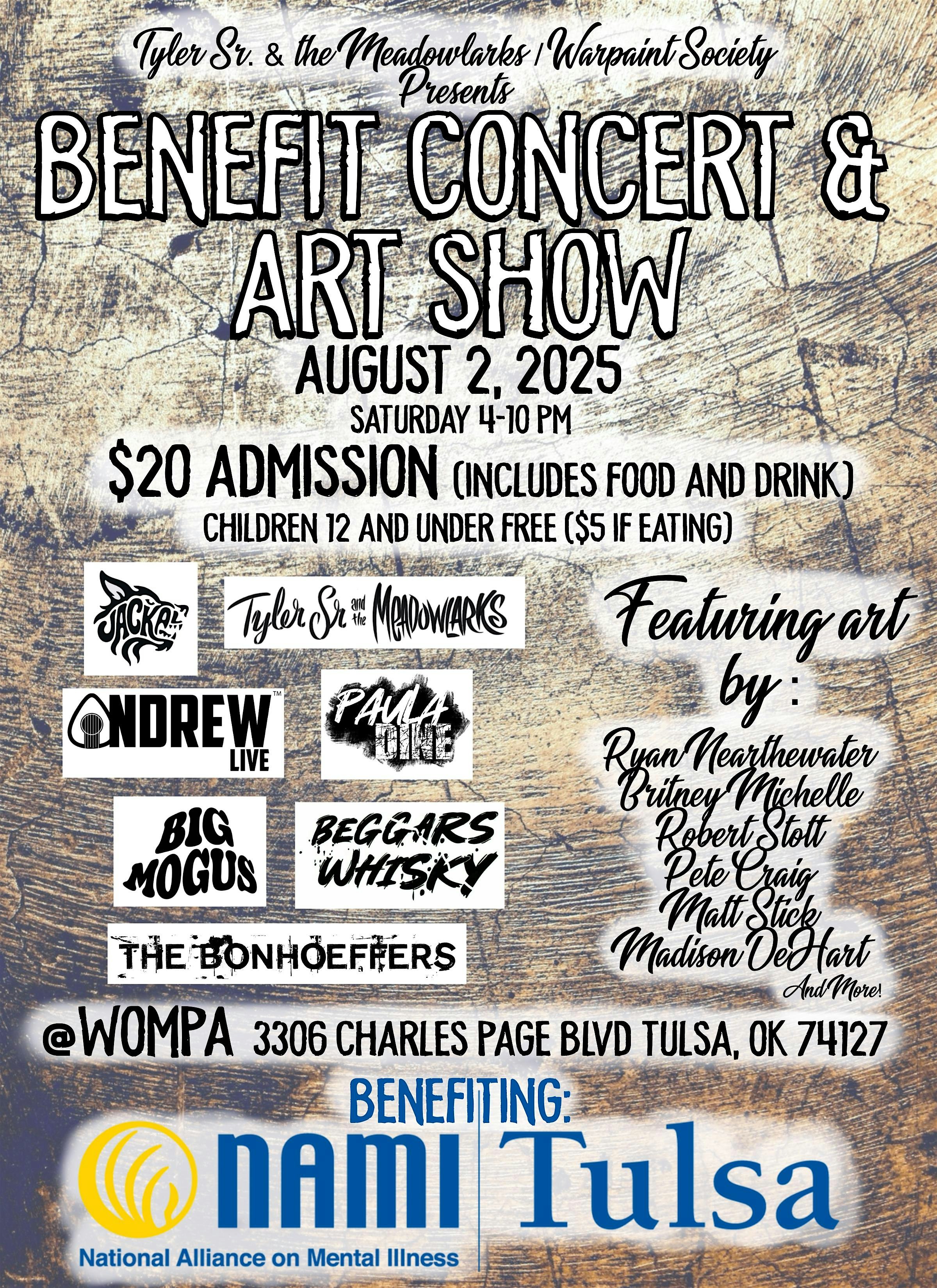 Benefit Concert and Art Show(for National Alliance on Mental Illness:Tulsa) at Wompa – Tulsa, OK
