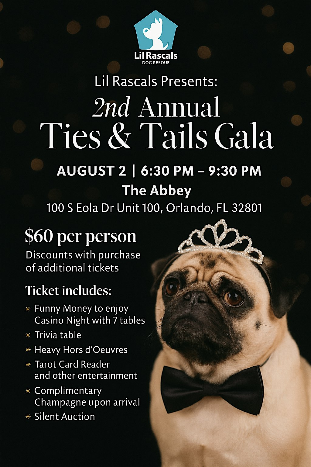 Lil Rascals Presents -2nd Annual Ties & Tails Gala at The Abbey – Orlando, FL