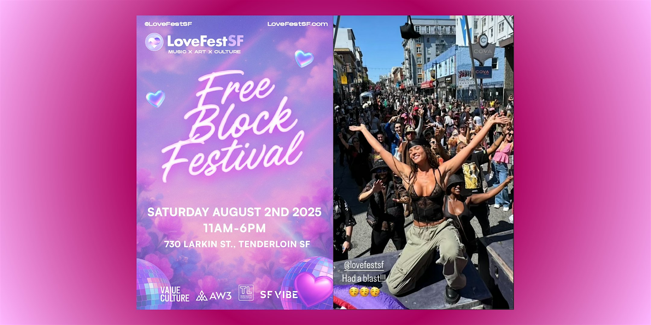 Love Fest SF: Free Block Festival Music x Art x Culture x Love at 730 Larkin St – San Francisco, CA
