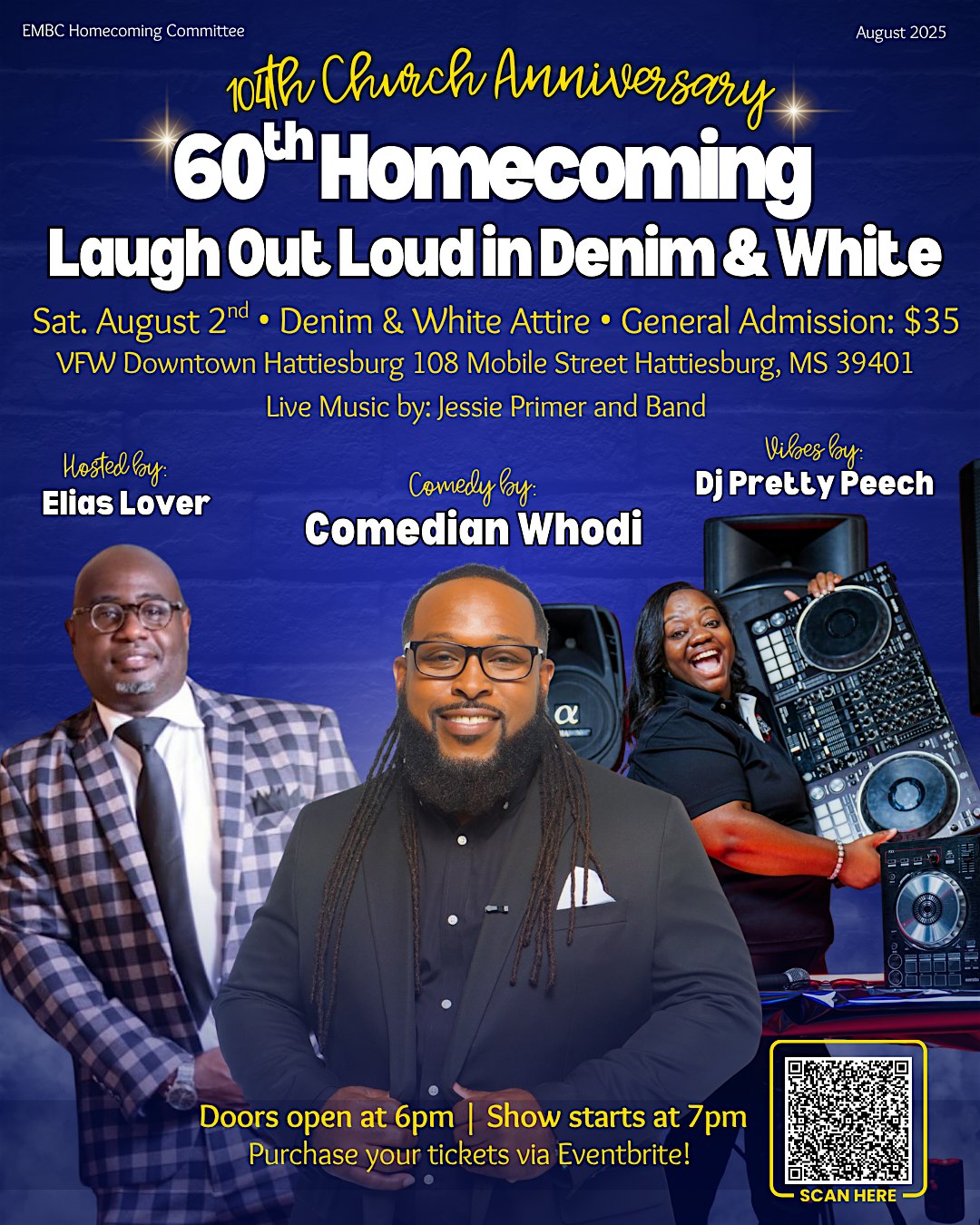 Laugh Out Loud In Denim & White at VFW Post 5397 – Hattiesburg, MS