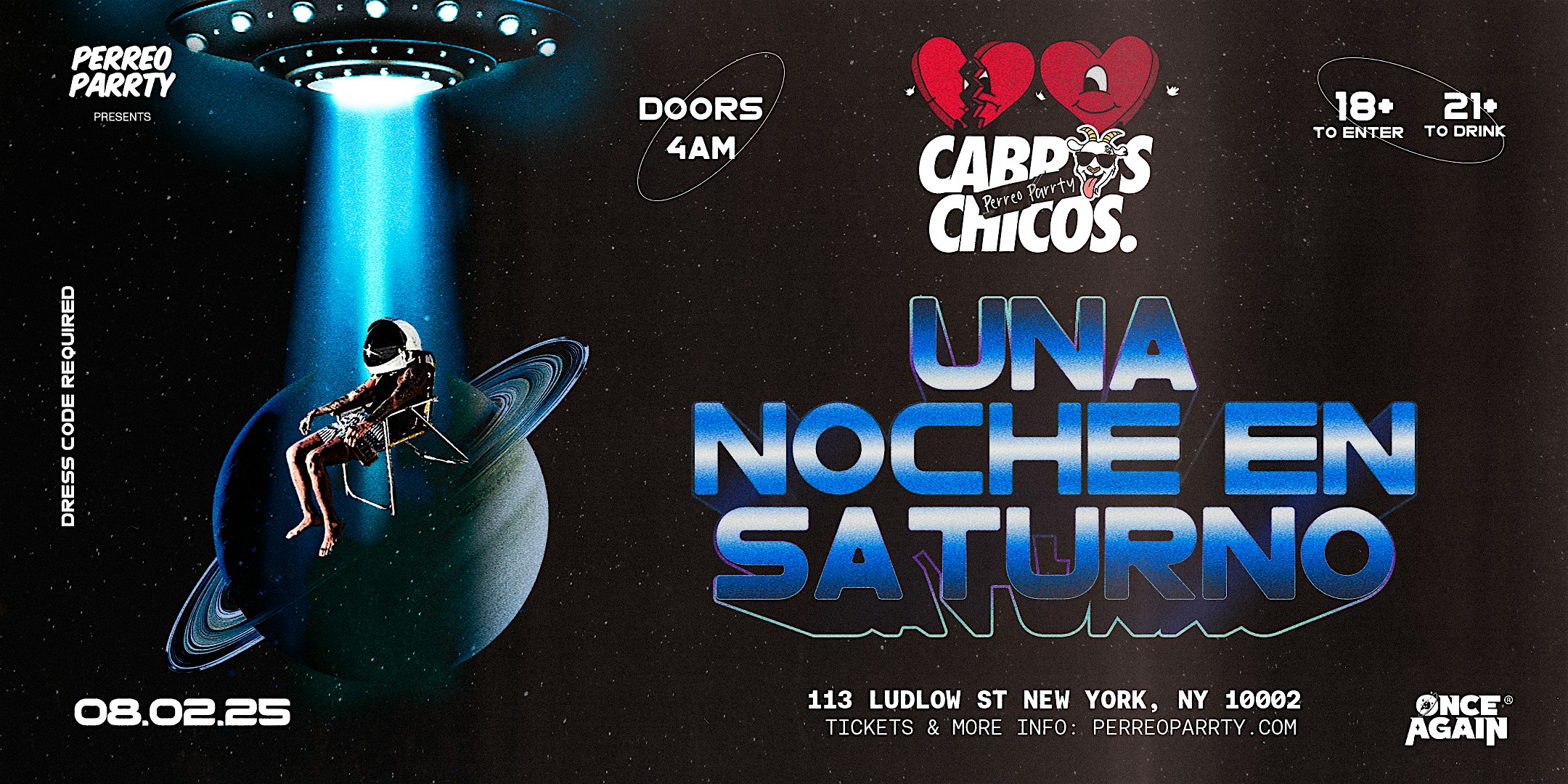 Cabros Chicos – Un Noche en Saturno Rauw Night Party in NYC – 18+ at Mehanata – New York, NY