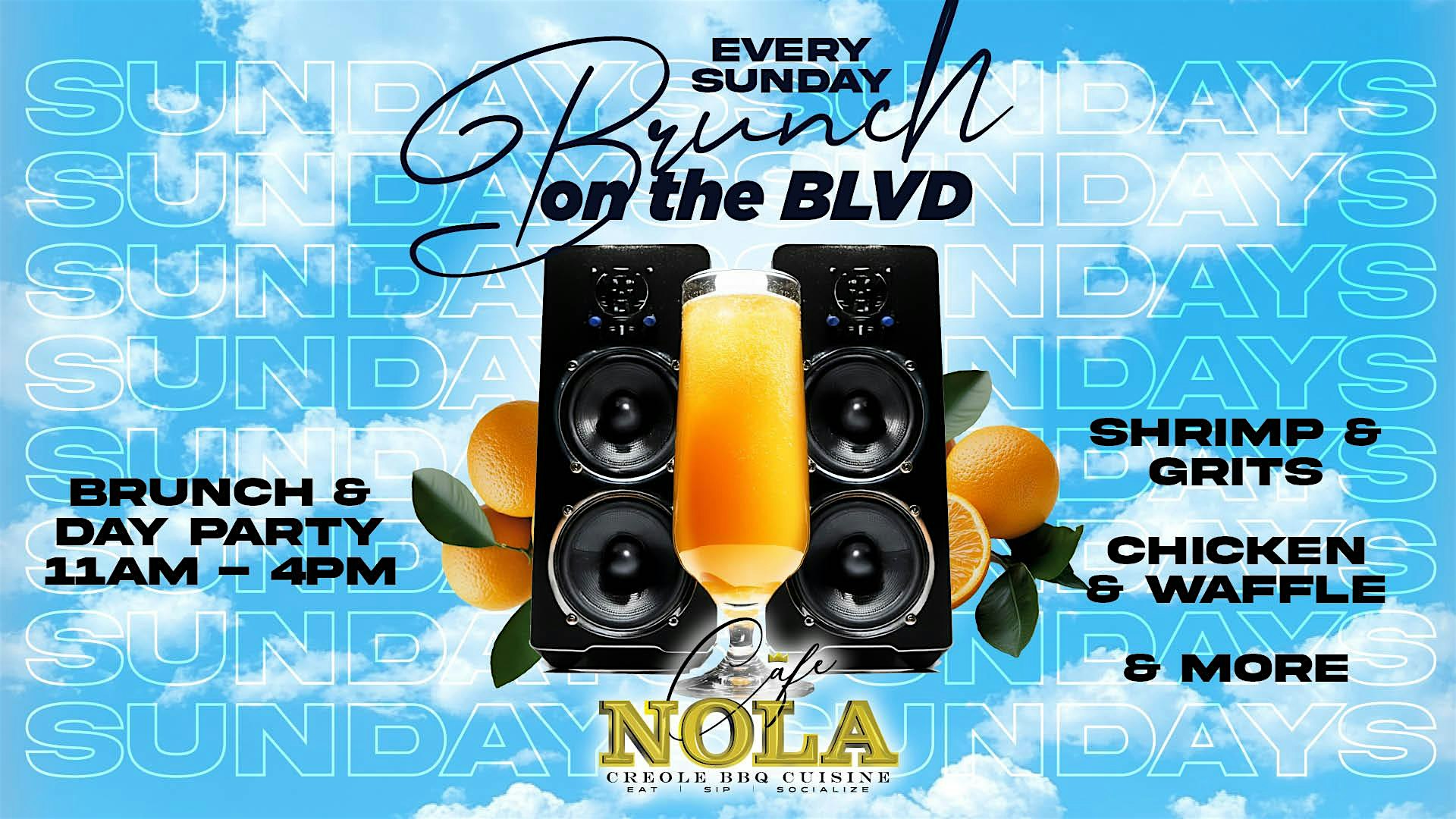 Brunch on the Blvd Every Sunday at Cafe Nola at Cafe Nola – Harvey, LA