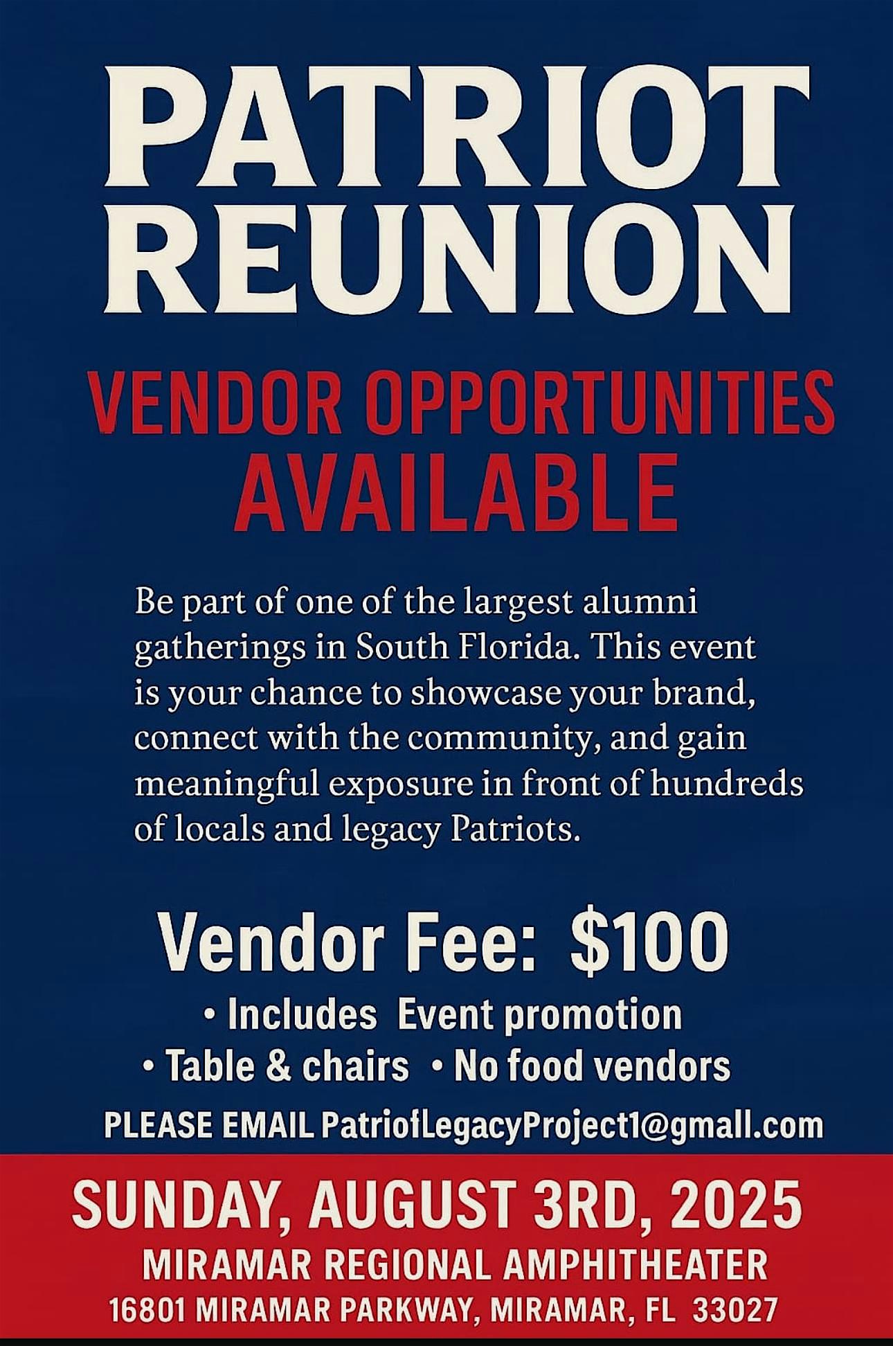 Vendors Wanted at Miramar Regional Park Amphitheater – Miramar, FL