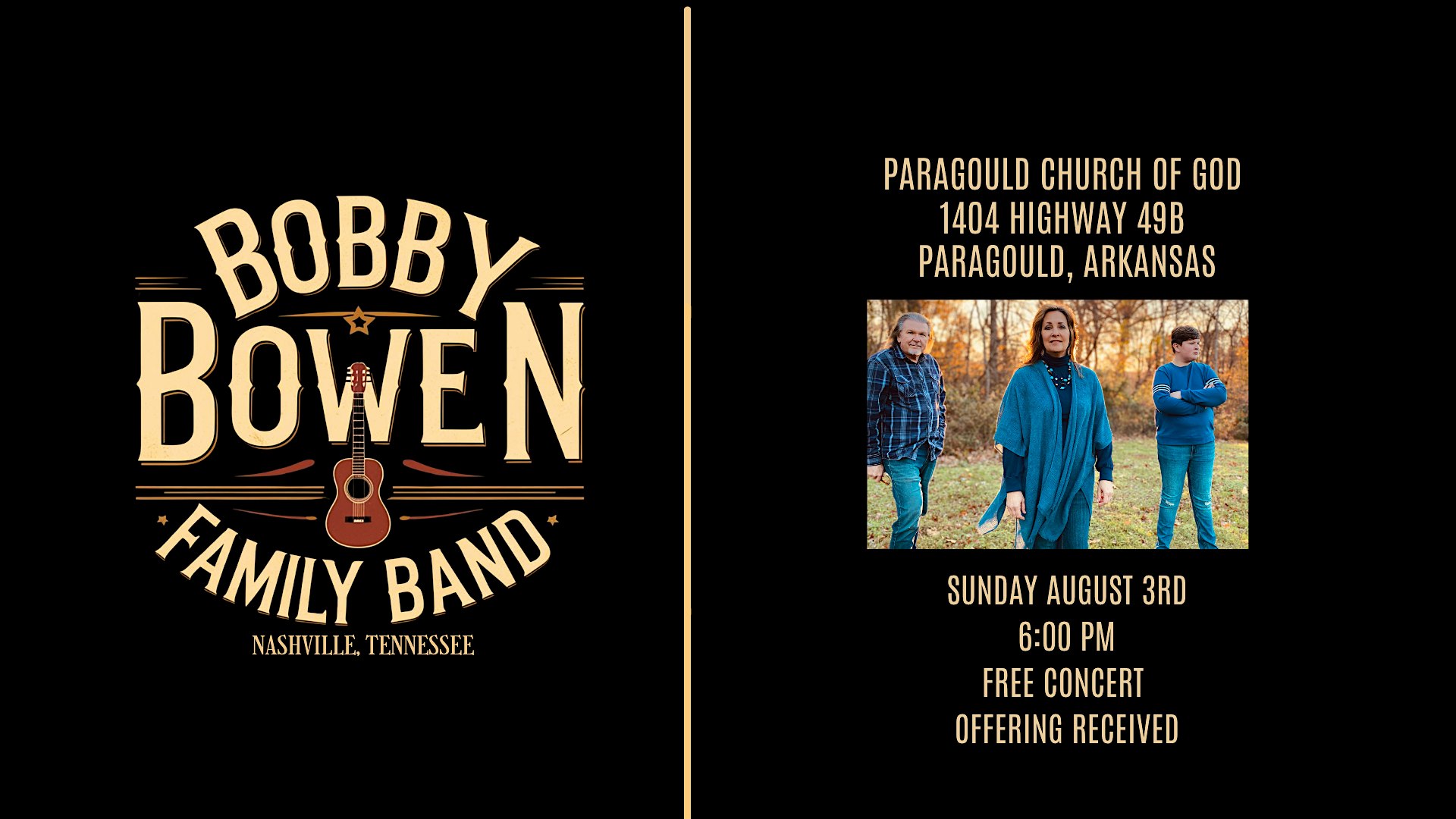 Bobby Bowen Family Band Concert (Paragould, Arkansas) at Paragould Church of God – Paragould, AR
