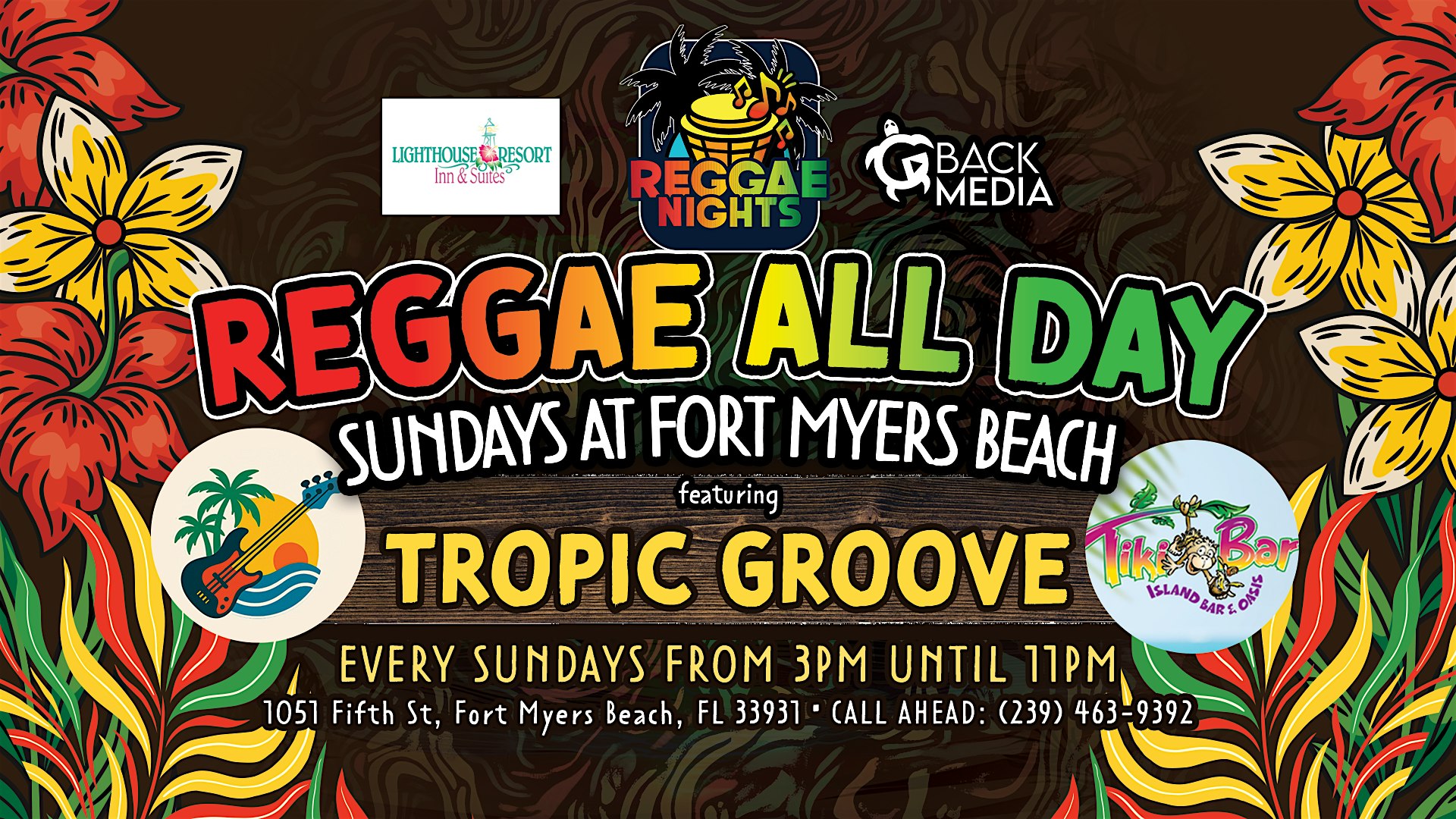 Reggae All Day Sundays at The Tiki Bar | Lighthouse Resort Fort Myers Beach at Lighthouse Tiki Bar & Grill – Fort Myers Beach, FL