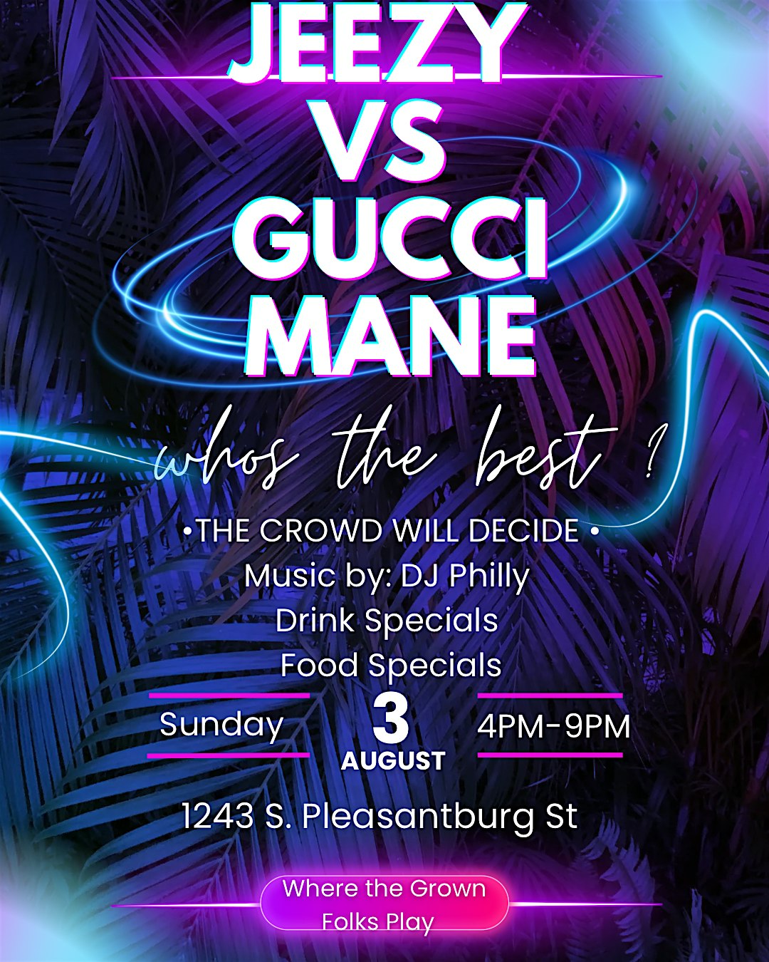 Jeezy vs Gucci Mane Sunday Funday at 1243 Food & Spirits – Greenville, SC
