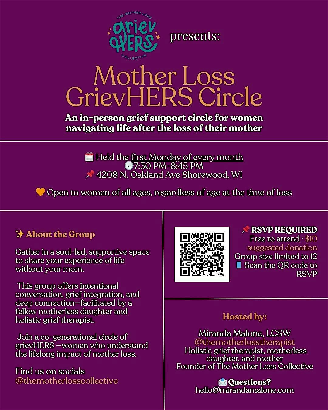 Mother Loss GrievHERS Circle at 4208 N Oakland Ave – Shorewood, WI