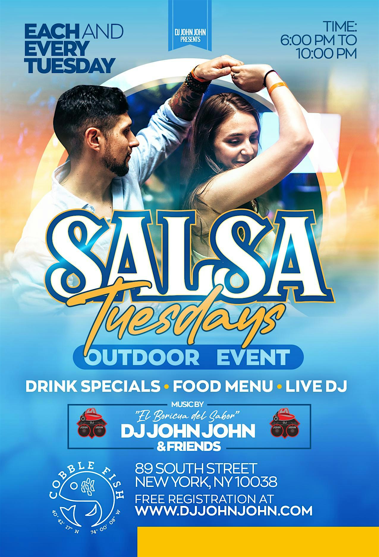 SALSA TUESDAYS at Cobble Fish | Pier 16 | South Street Seaport at Cobble Fish – New York, NY