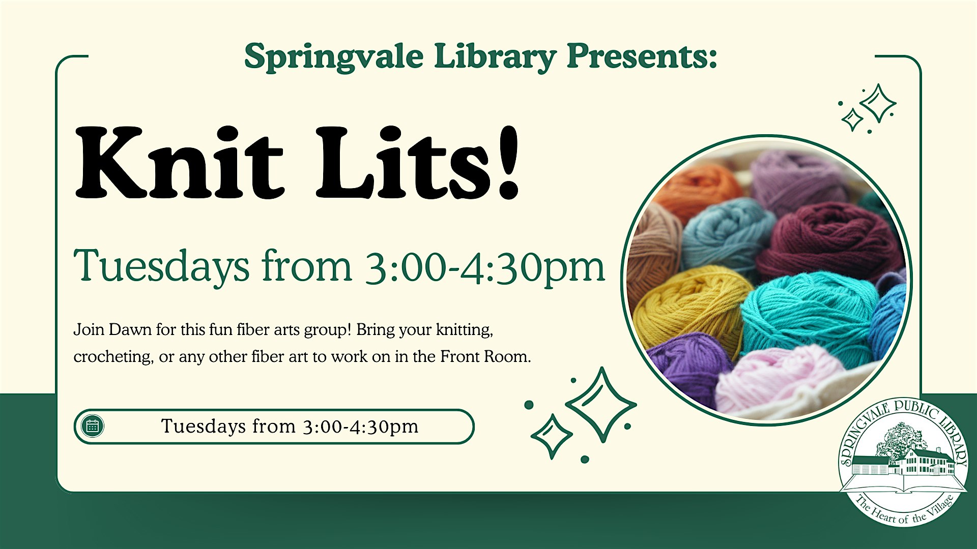 Knit Lits at the Springvale Library! at Springvale Public Library Association – Sanford, ME