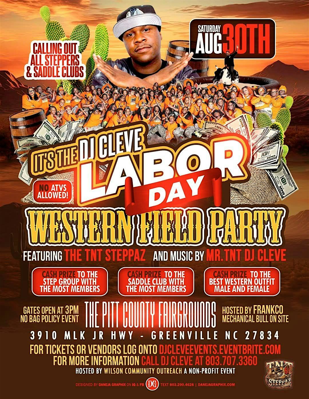 DJ CLEVE & TNT STEPPAZ WESTERN FIELD PARTY LABOR DAY WEEKEND EDITION at Pitt County Fairgrounds – Greenville, NC