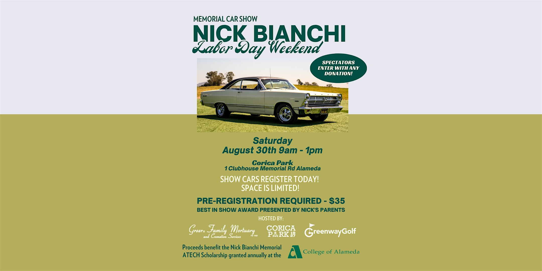 Nick Bianchi Memorial Car Show – 2025 at 1 Clubhouse Memorial Rd – Alameda, CA