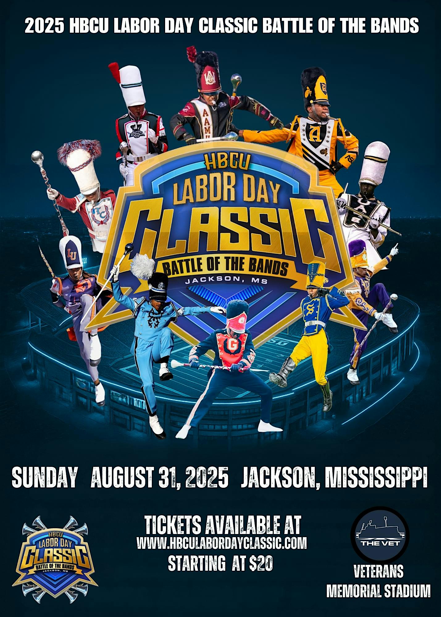 2025 HBCU LABOR DAY CLASSIC BATTLE OF THE BANDS- JACKSON, MS at Mississippi Veterans Memorial Stadium – Jackson, MS