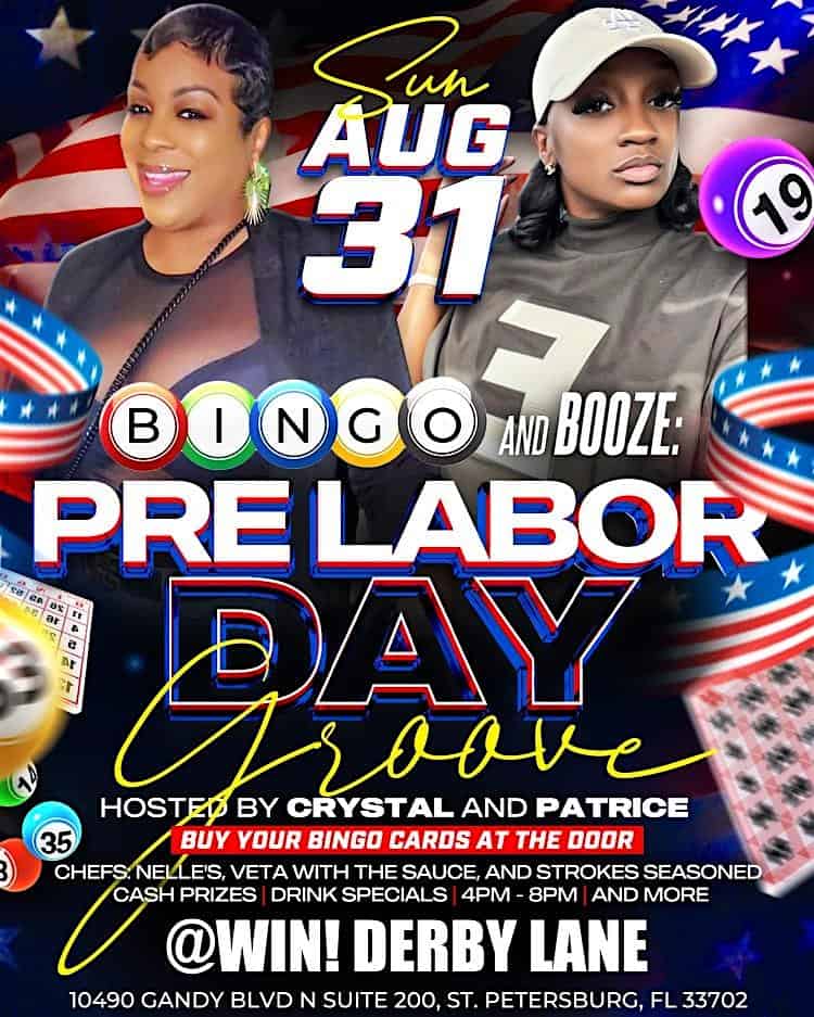 Bingo & Booze: Pre-Labor Day Groove at 10490 Gandy Blvd N suite 200 – St. Petersburg, FL