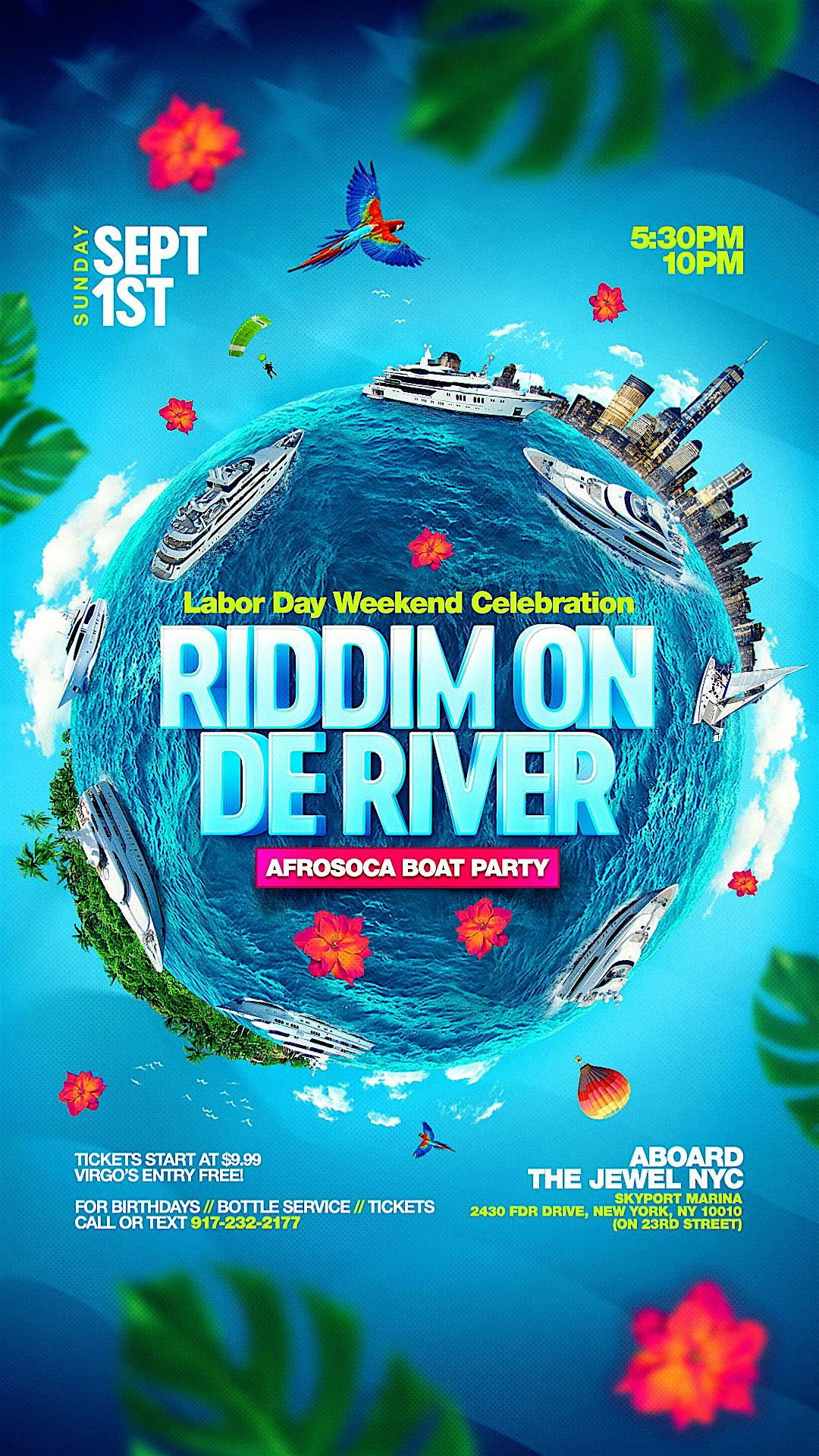 Riddim On De River: AfroSoca Boat Party, Labor Day Weekend On The Jewel NYC at The Jewel Yacht At Skyport Marina – New York, NY