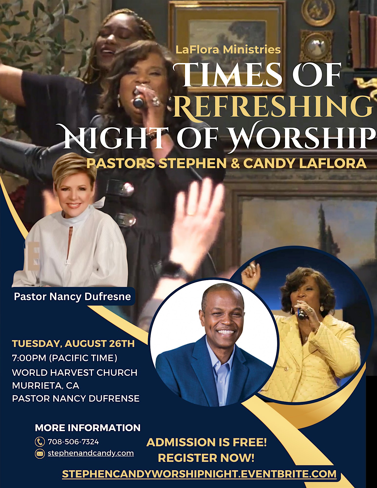 STEPHEN & CANDY LAFLORA at WORLD HARVEST! at World Harvest Church, Palomar Street, Murrieta, CA, USA – Murrieta, CA