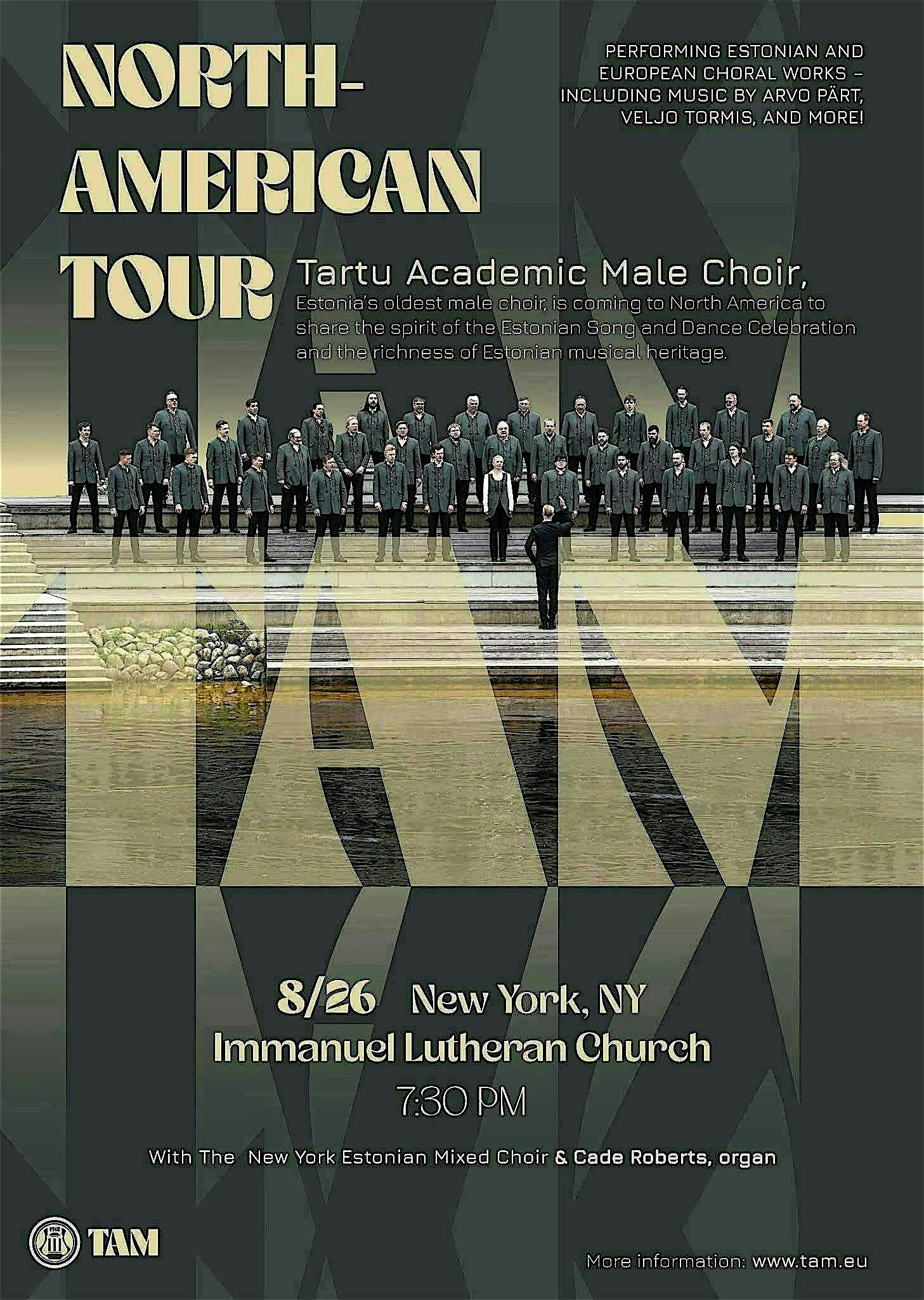 Choral Concert – University of Tartu, Estonia, Academic Men’s Choir at Immanuel Lutheran Church – New York, NY