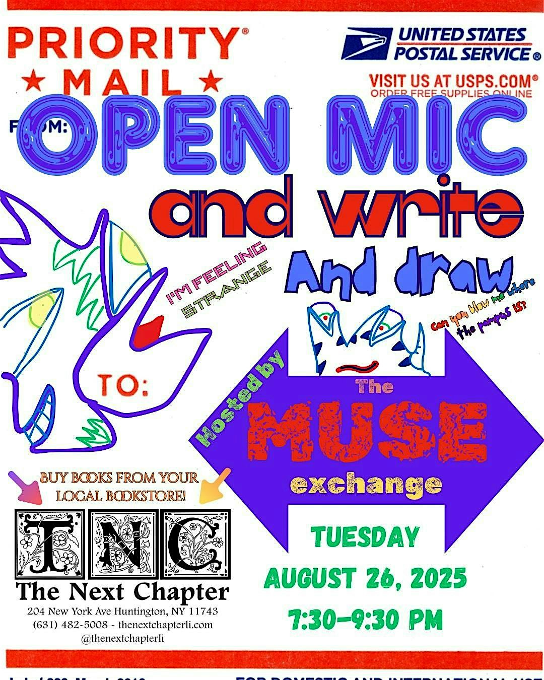 Open Mic & Write & Draw at The Next Chapter at The Next Chapter – Huntington, NY
