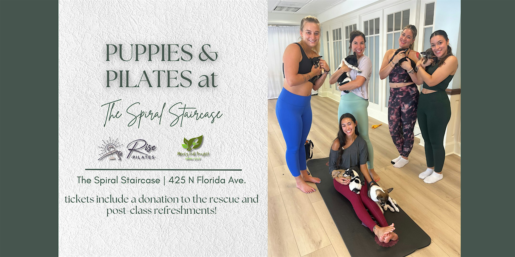 Puppies & Pilates with Mercy Full Project at The Spiral Staircase – Tampa, FL
