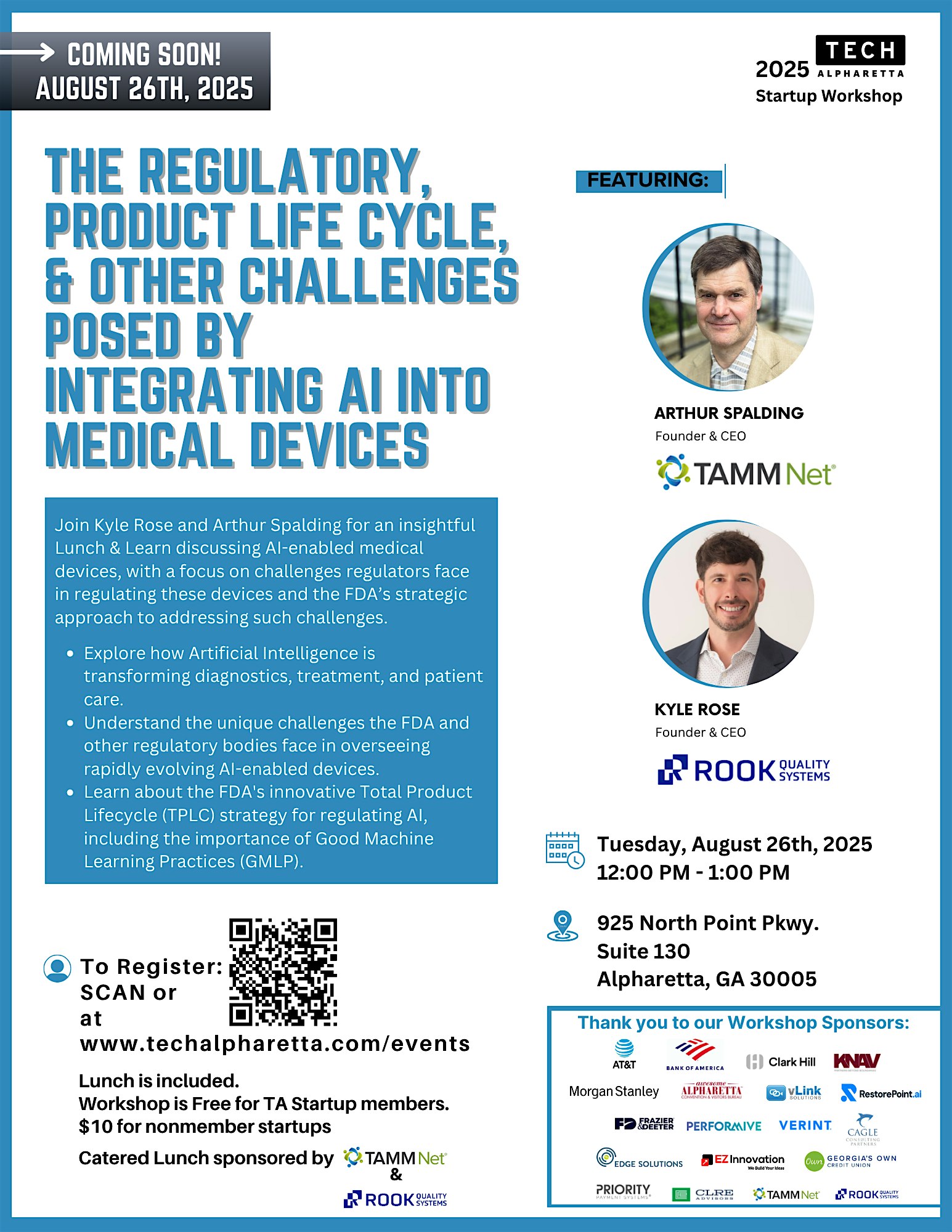 The Regulatory & Other Challenges Posed by AI in Medical Devices at 925 North Point Pkwy suite 130 – Alpharetta, GA