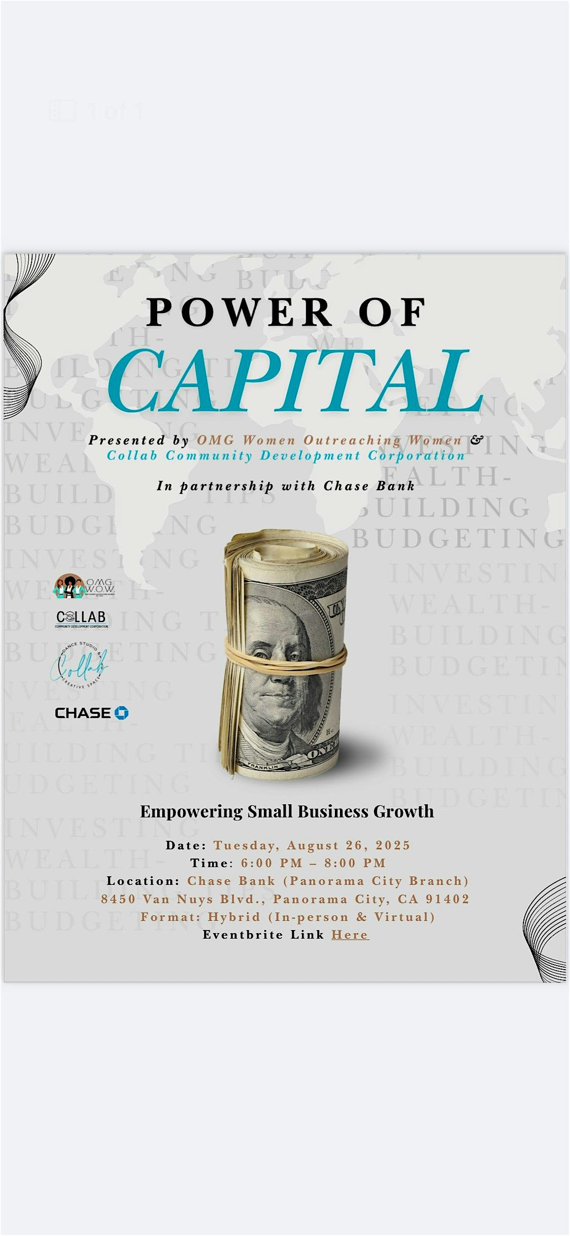 Small Business Workshop: Power of Capital at Chase Bank – Los Angeles, CA