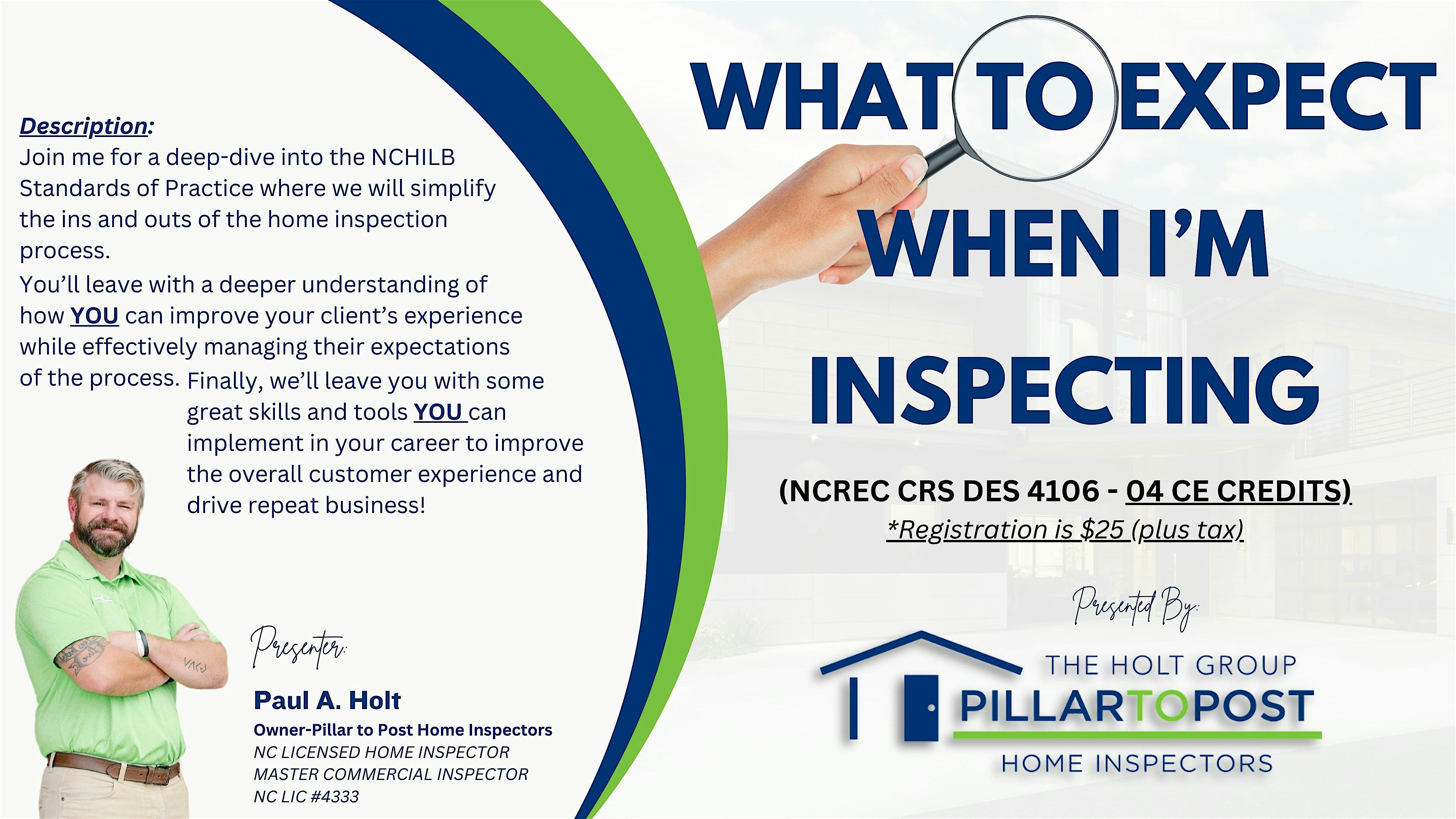 What to Expect When I’m Inspecting – (NCREC CRS DES: 4106) at 3035 Boone Trail Exd – Fayetteville, NC