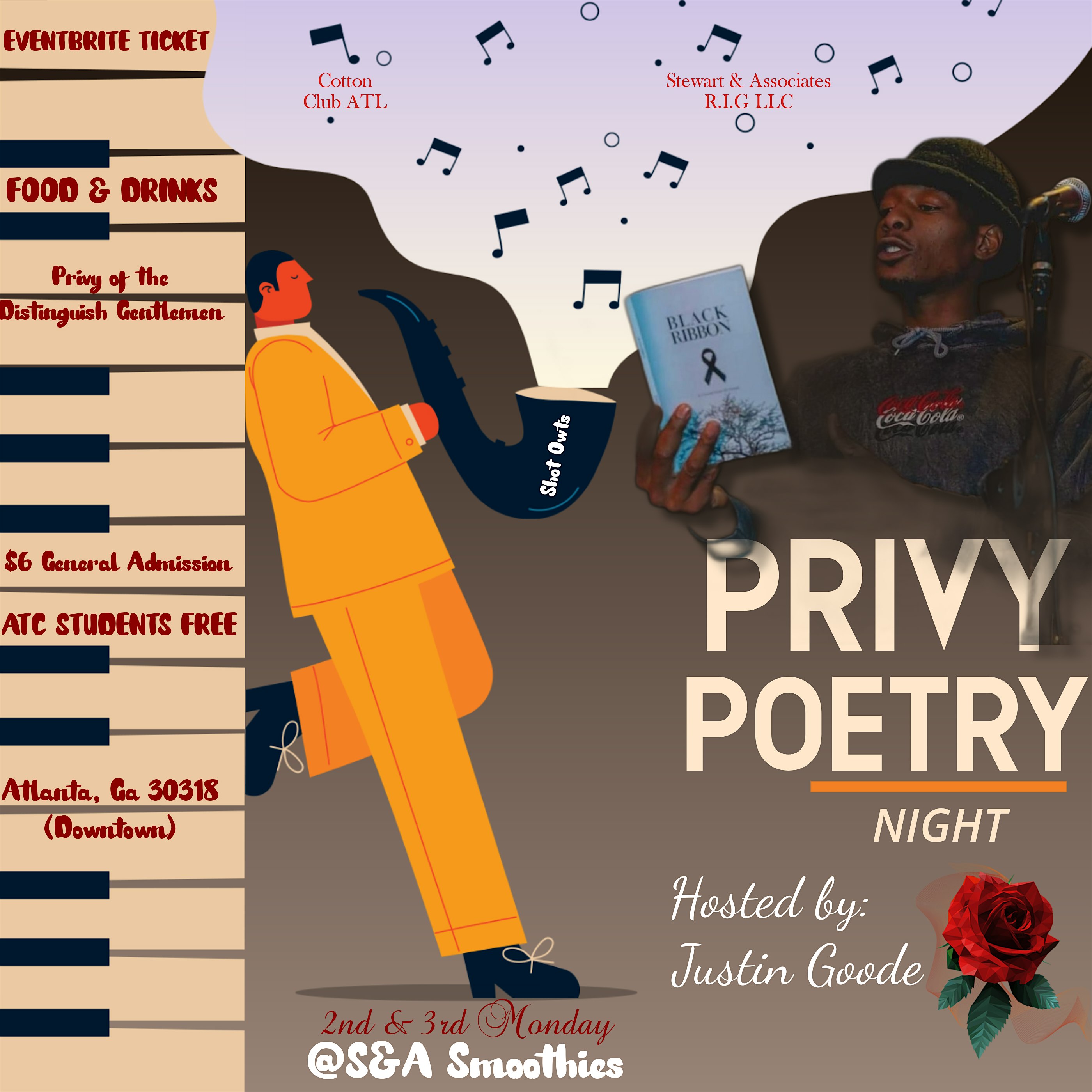 Privy Poetry Night- Performer Audition at S&A Smoothies – Atlanta, GA