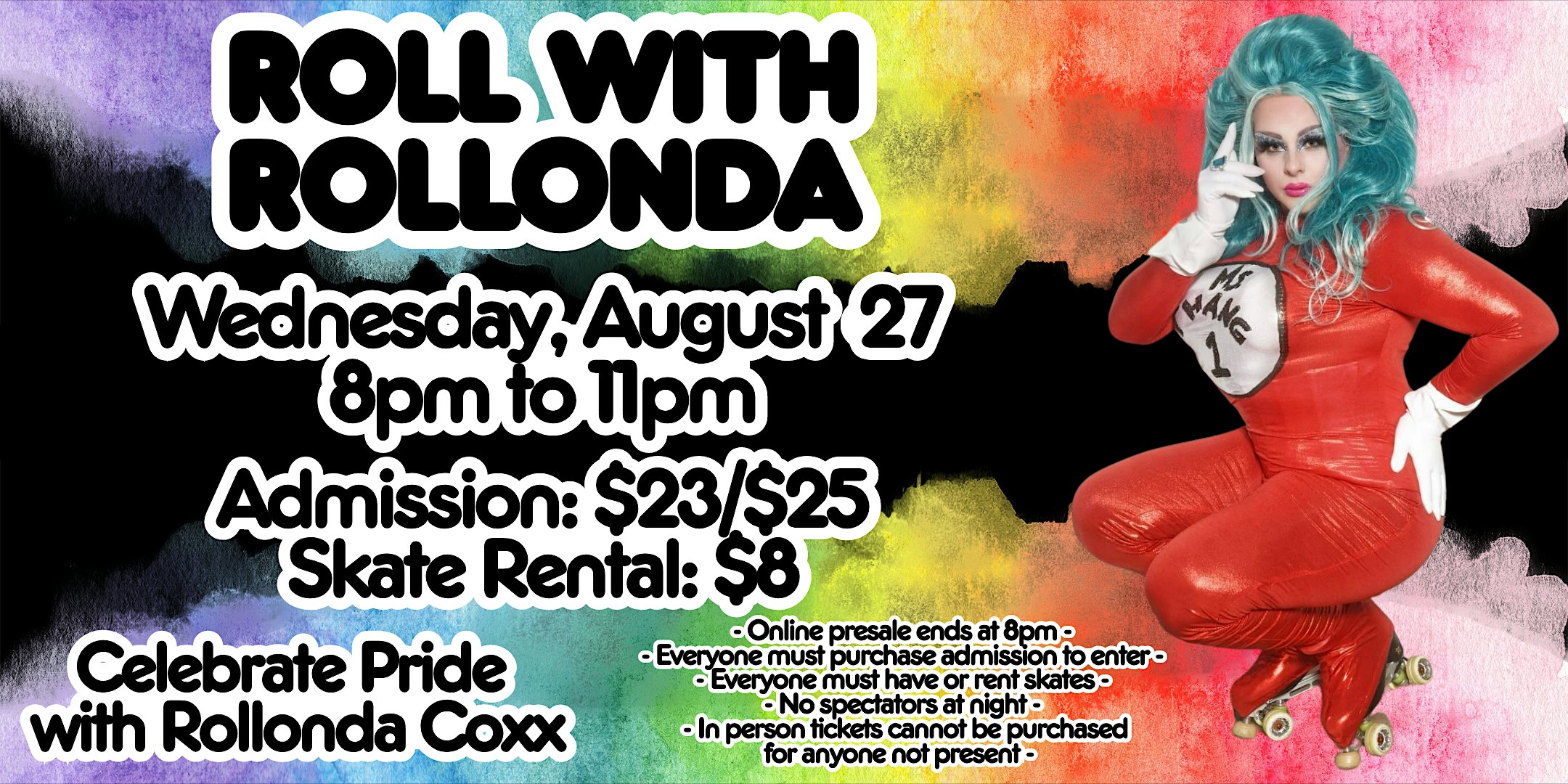 Roll With Rollonda Skate Night ALL AGES 8pm – 11pm at Moonlight Rollerway, Inc. – Glendale, CA
