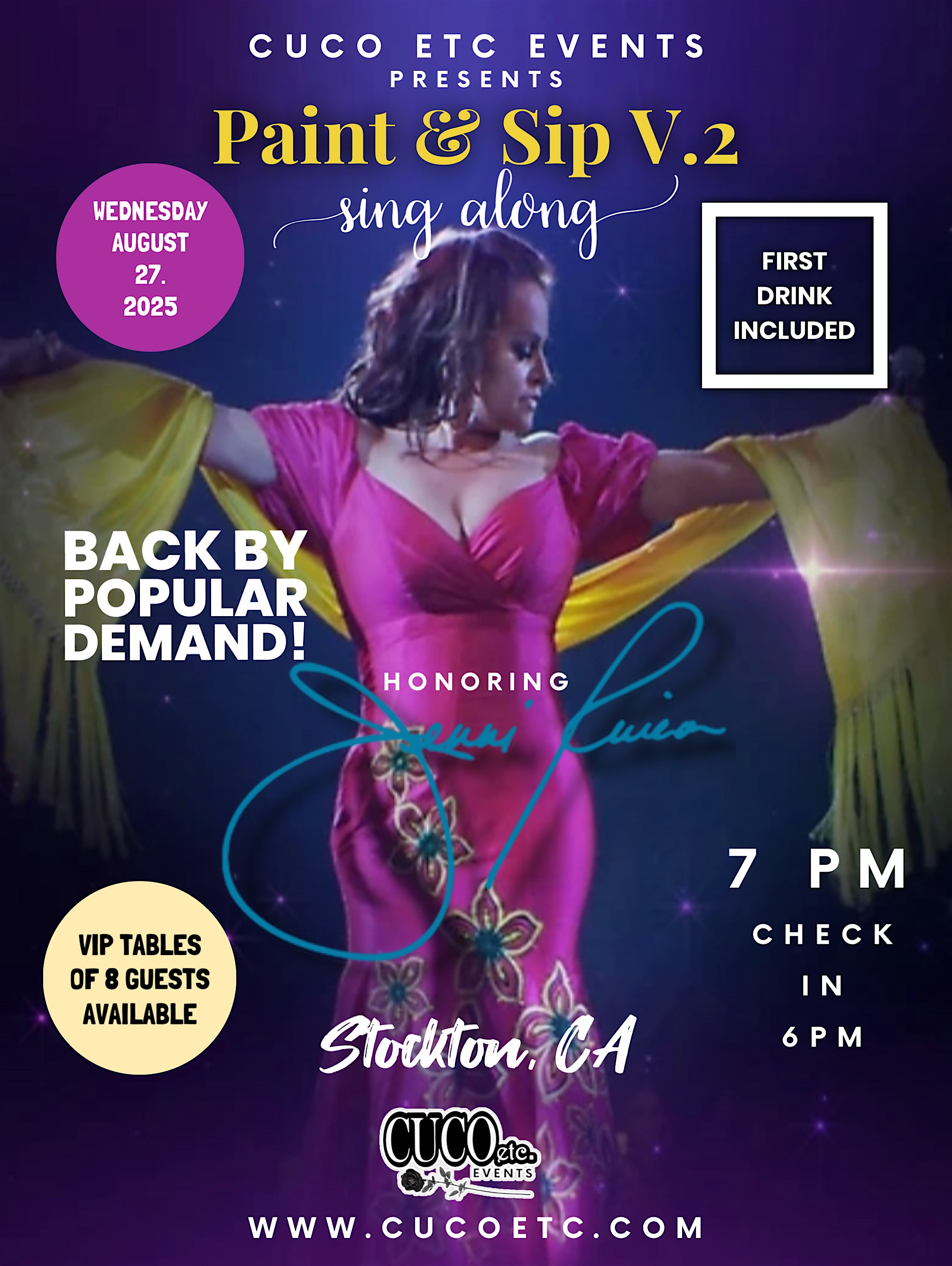 Jenni Rivera Paint & Sip 8.27.25- Stockton at Stockton Scottish Rite – Stockton, CA