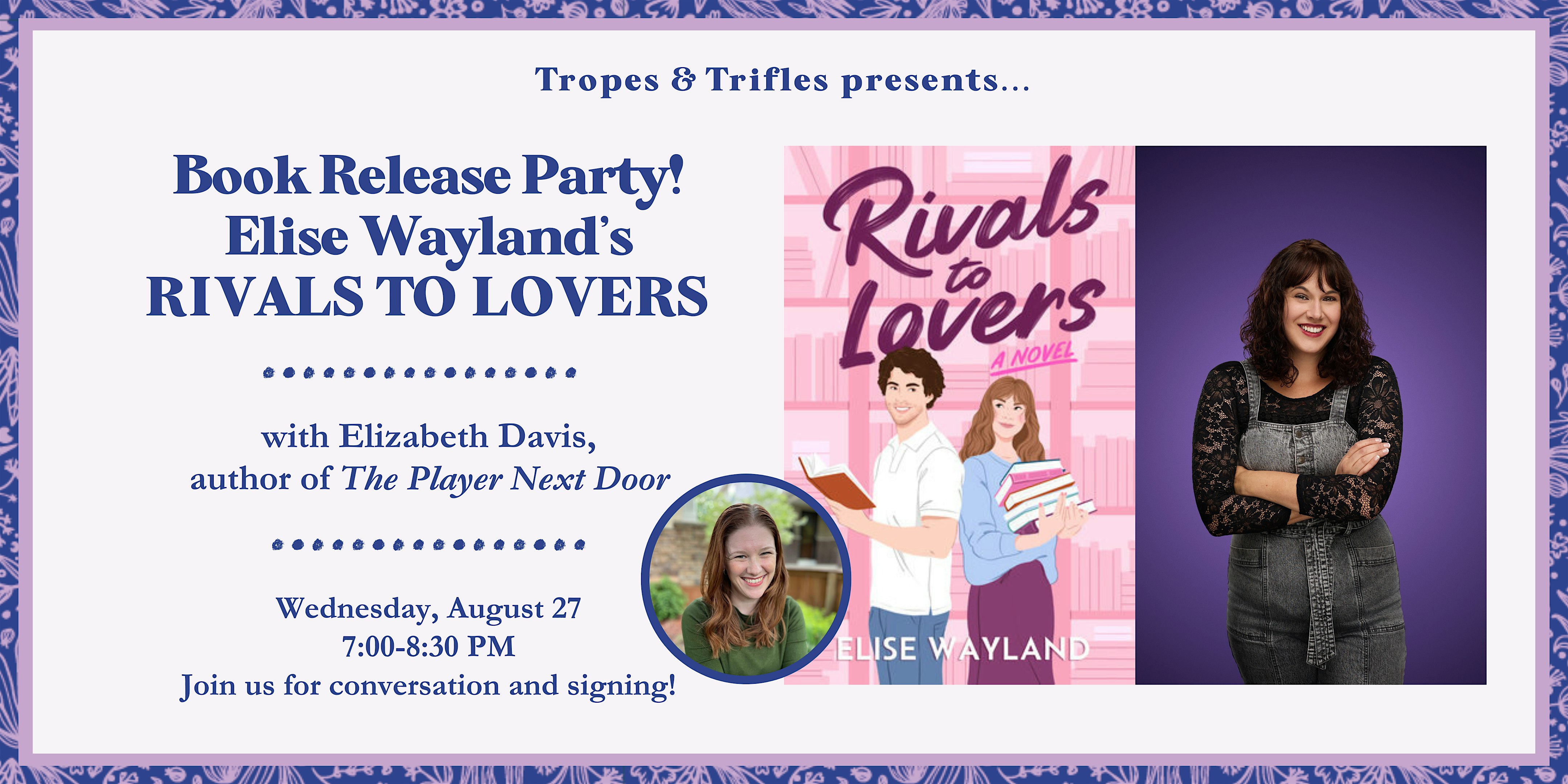 Book release party! Elise Wayland’s RIVALS TO LOVERS at Tropes & Trifles – Minneapolis, MN