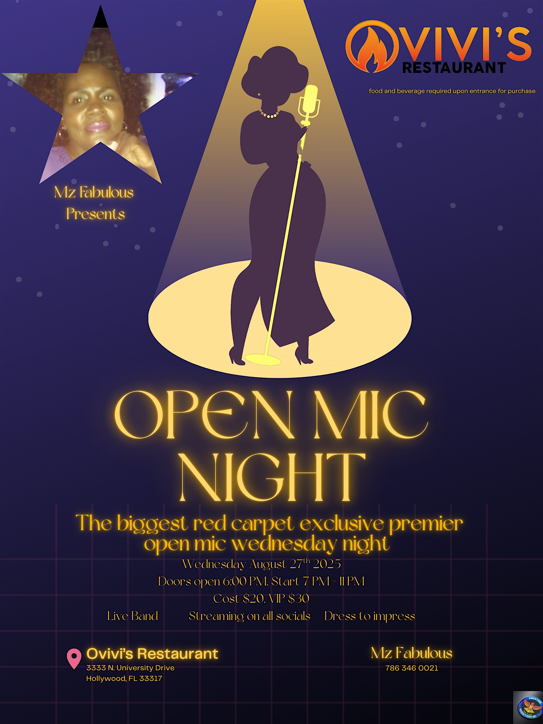 OPEN MIC NIGHT premier at Ovivi’s Restaurant – Hollywood, FL