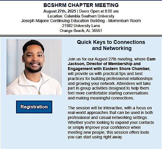 Quick Keys to Connections and Networking at Columbia Southern University – Orange Beach, AL