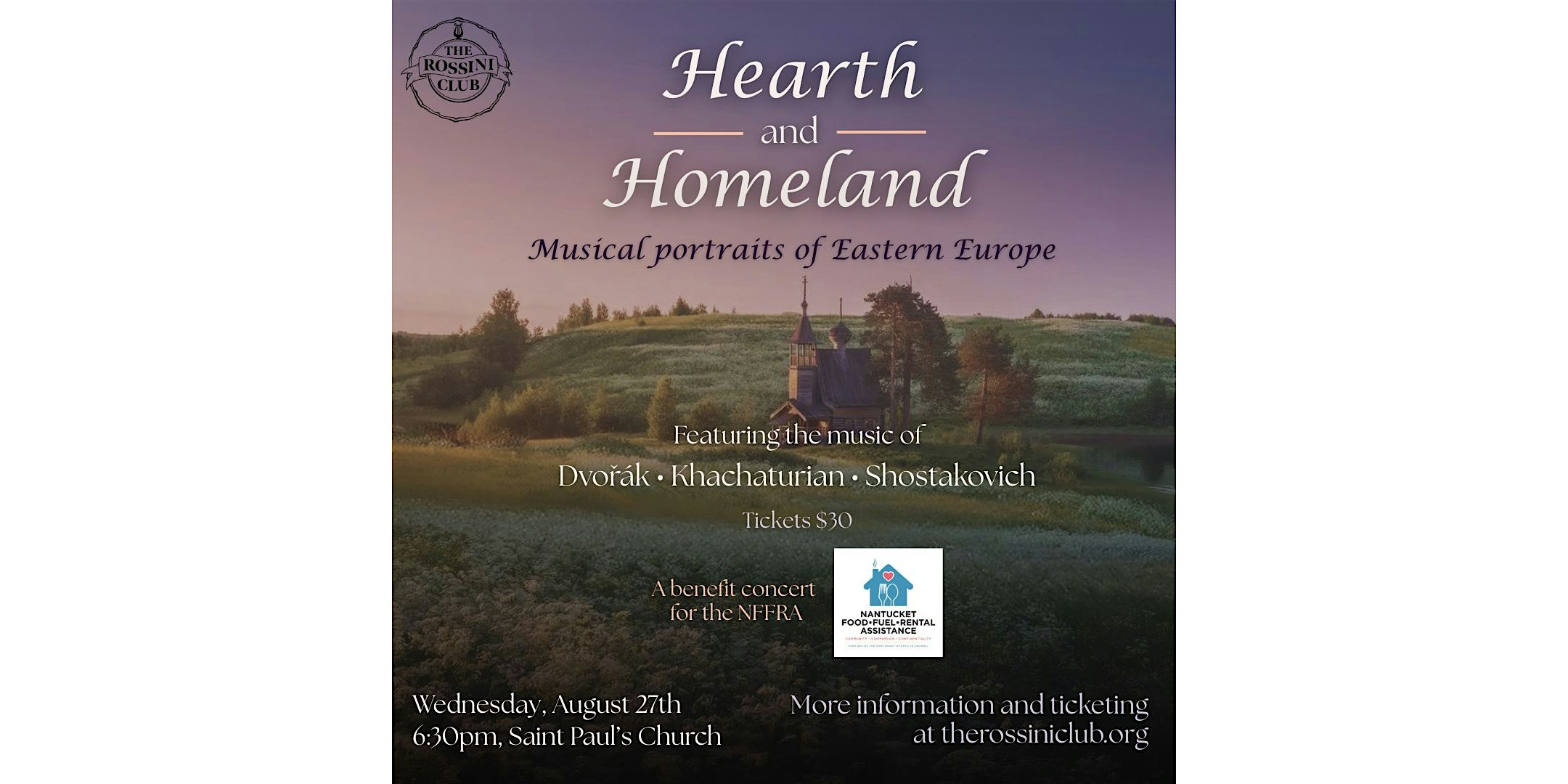 Hearth and Homeland – A Benefit Performance for Islanders in Need at St. Paul’s Church of Nantucket – Nantucket, MA