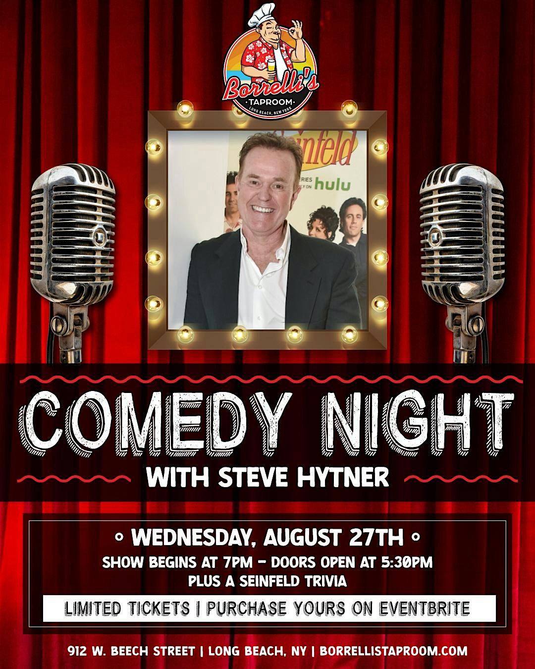 Steven Hytner Comedy and Seinfeld Trivia @Borrelli’s Taprooom at Borrelli’s Taproom – Long Beach, NY