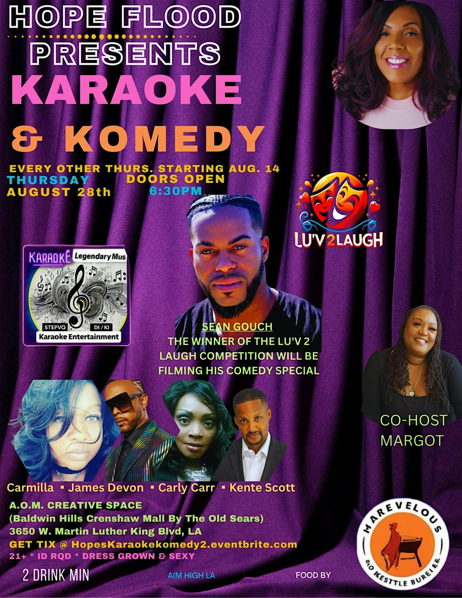 HOPE FLOOD PRESENTS KARAOKE &KOMEDY W/HOPE TALK at AOM CREATIVE SPACE – LOS ANGELES, CA