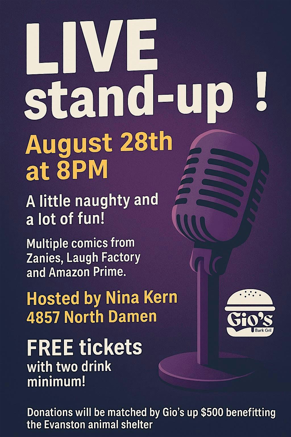 LIVE FREE Comedy @ Gio’s Bar and Grill at 4857 N Damen Ave – Chicago, IL