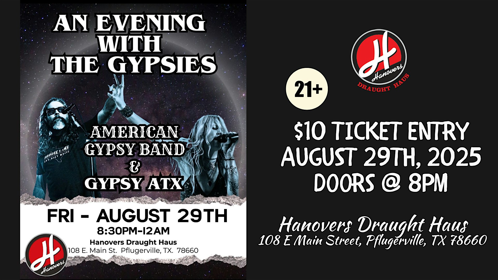 An Evening with the Gypsies @ Hanovers Pflugerville at Hanovers Draught Haus – Pflugerville, TX