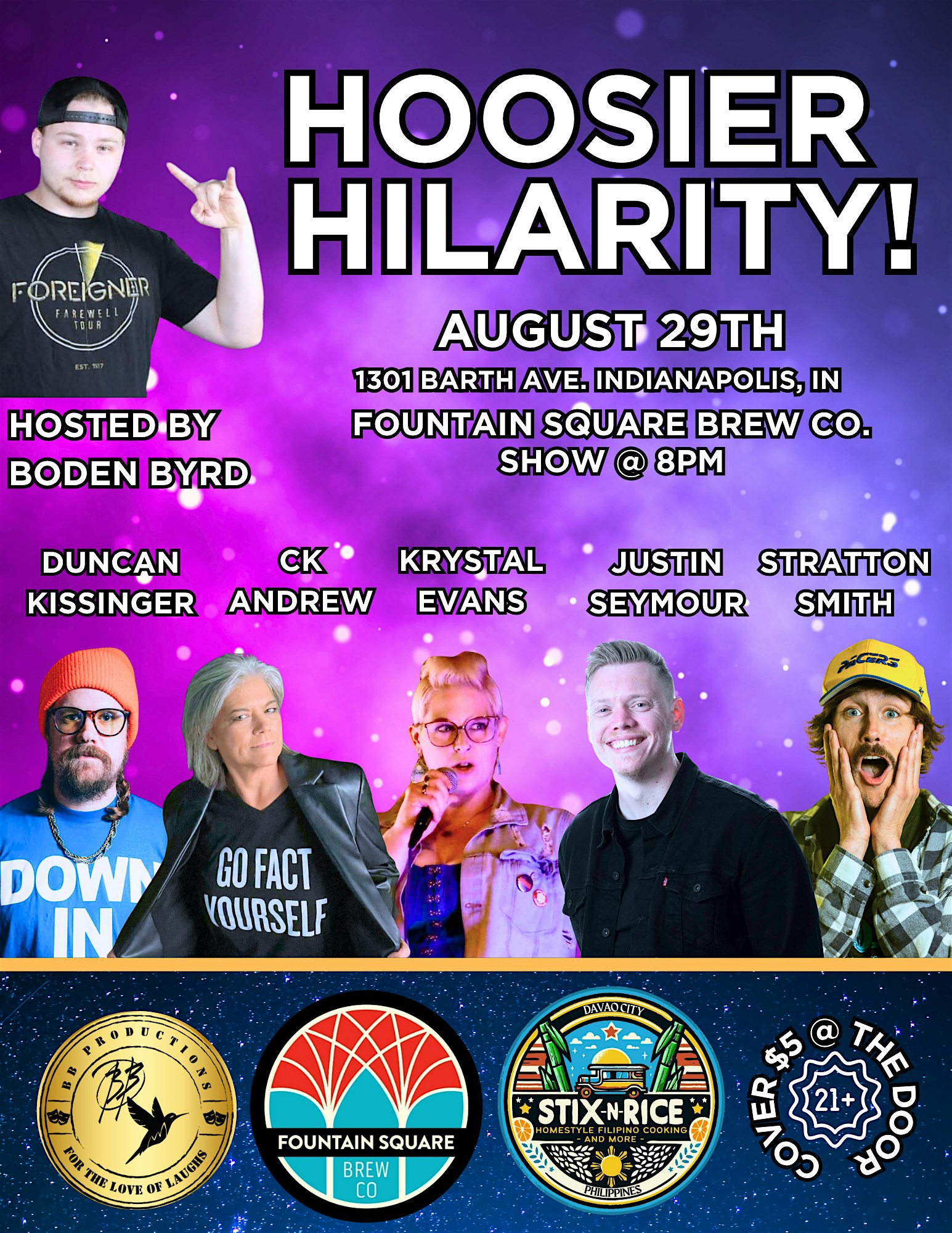HOOSIER HILARITY! at Fountain Square Brew Co. – Indianapolis, IN