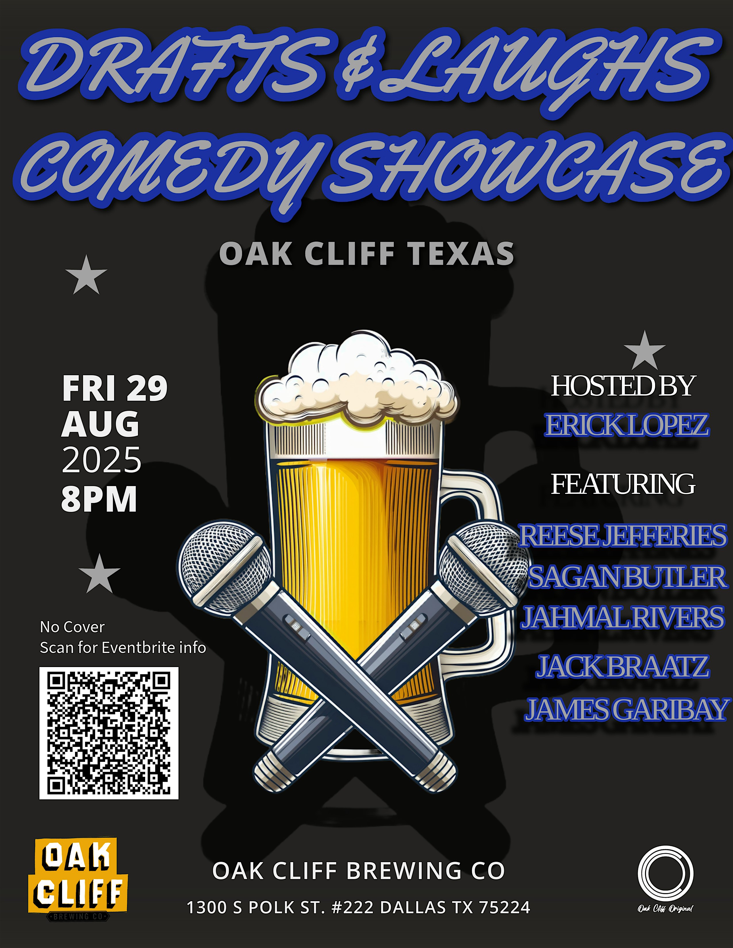 Drafts & Laughs Comedy Showcase at 1300 S Polk St #222 – Dallas, TX