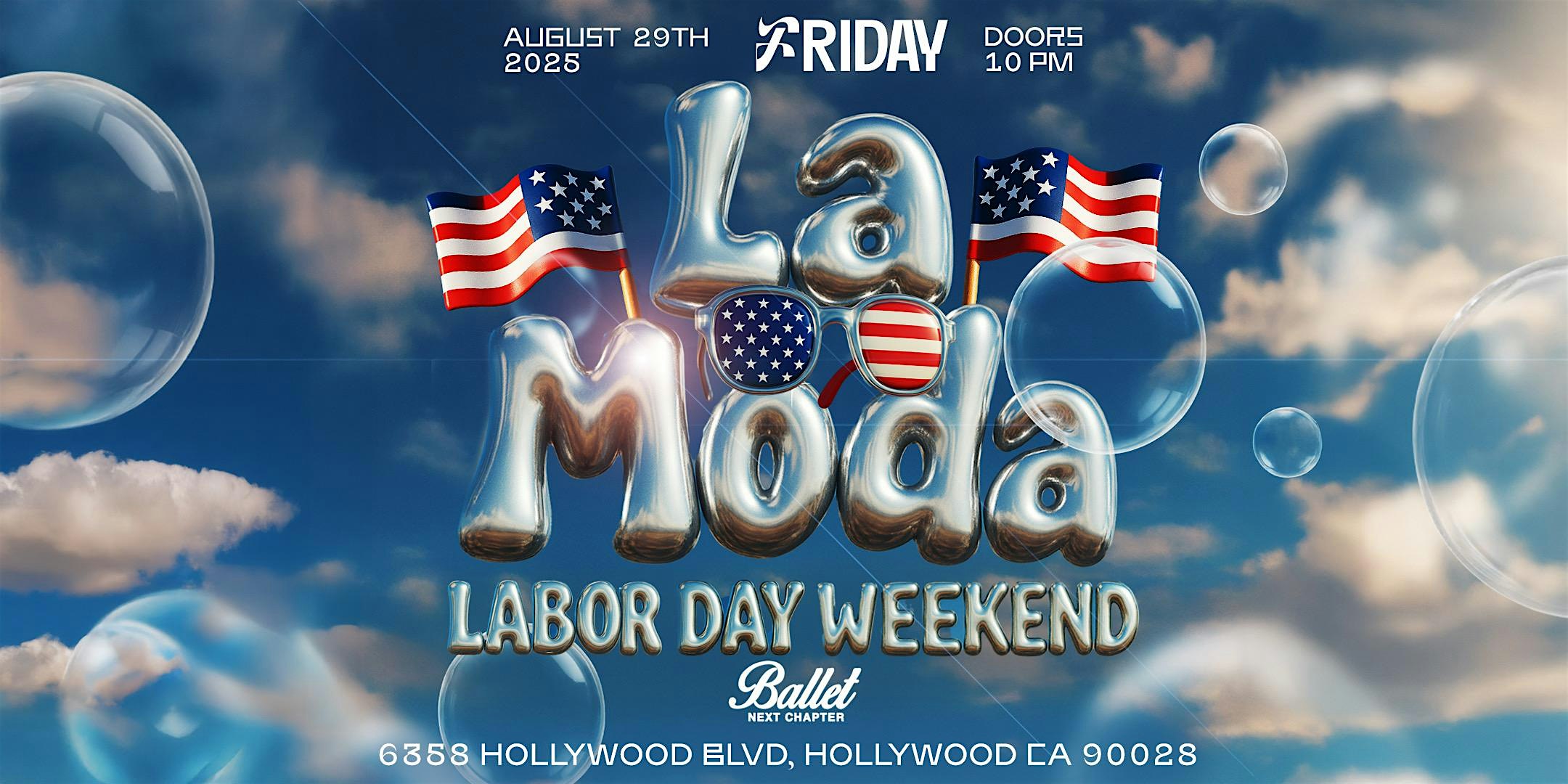Labor Day Weekend at La Moda in Hollywood – Reggaeton & Top 40s – August 29 at Chapter Hollywood – Los Angeles, CA