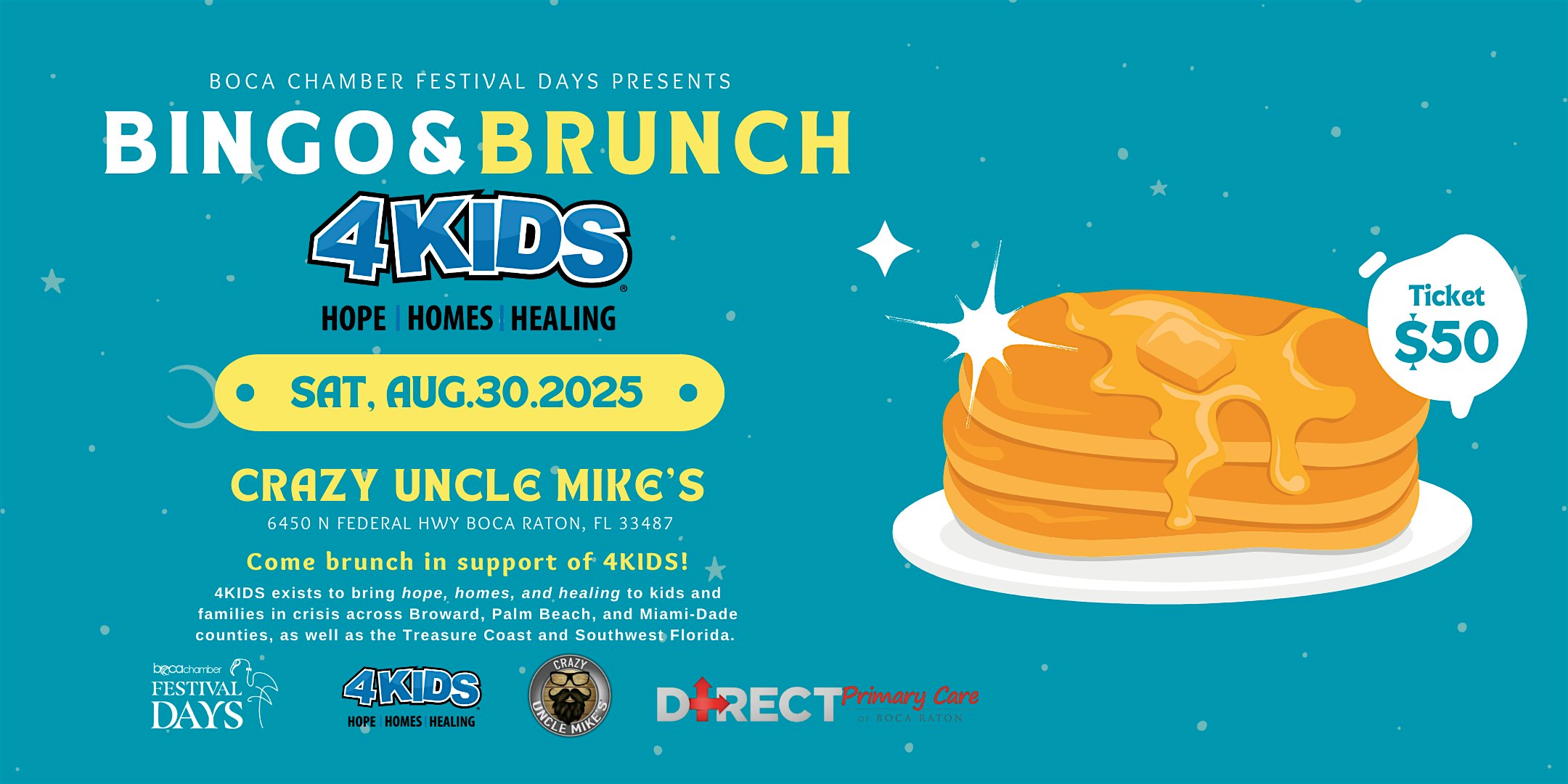 Brunch & Bingo Benefitting 4KIDS at Crazy Uncle Mikes – Boca Raton, FL