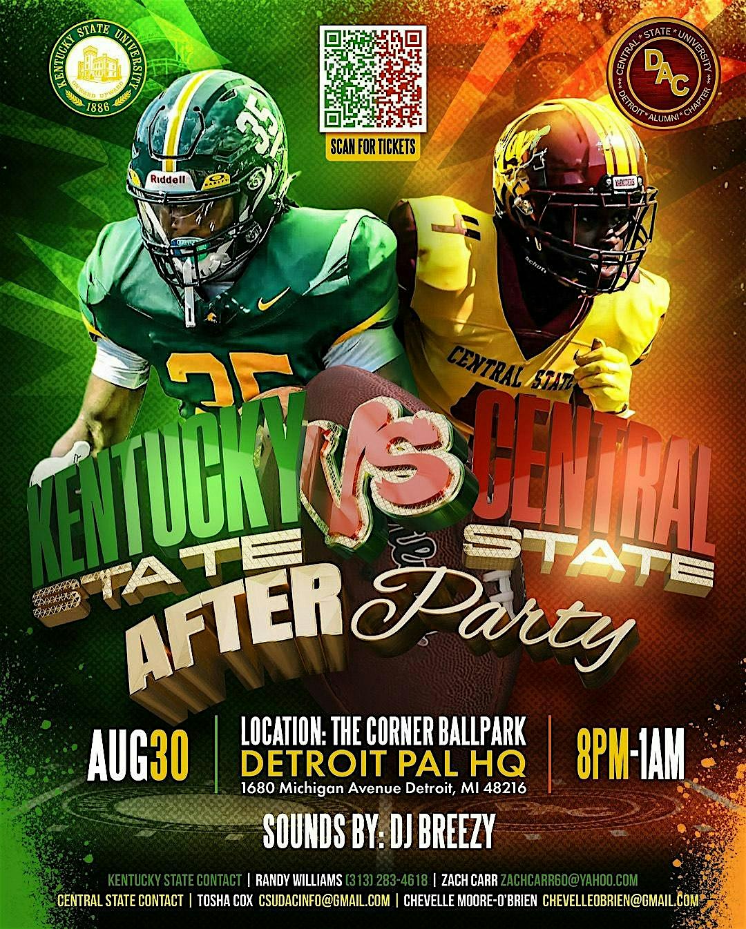 CSU vs KSU Afterparty at The Corner Ballpark – Detroit PAL HQ – Detroit, MI