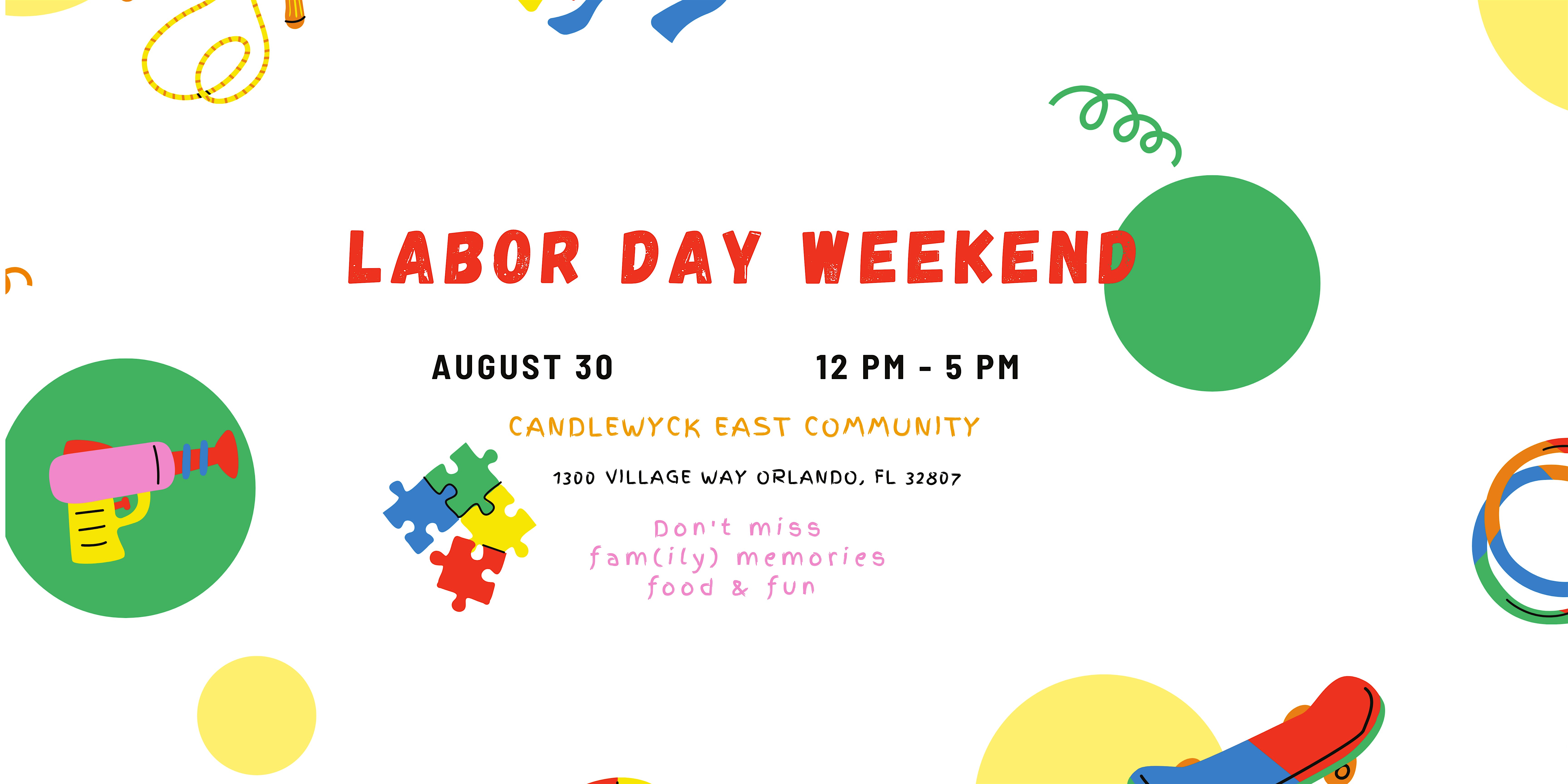 FREE Labor Day Family Fun Event at Candlewyck Drive – Orlando, FL