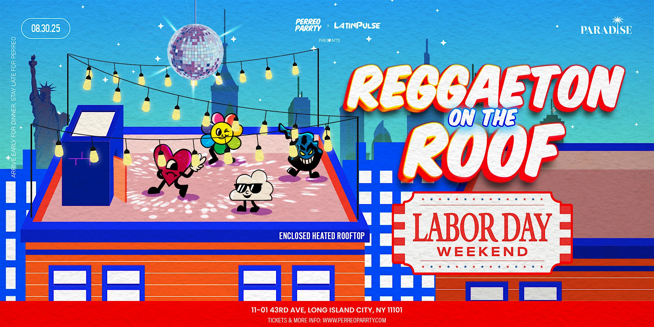 Labor Day Weekend – Reggaeton on the Roof – Perreo Latin Rooftop Party NYC at Lost in Paradise – New York City, NY