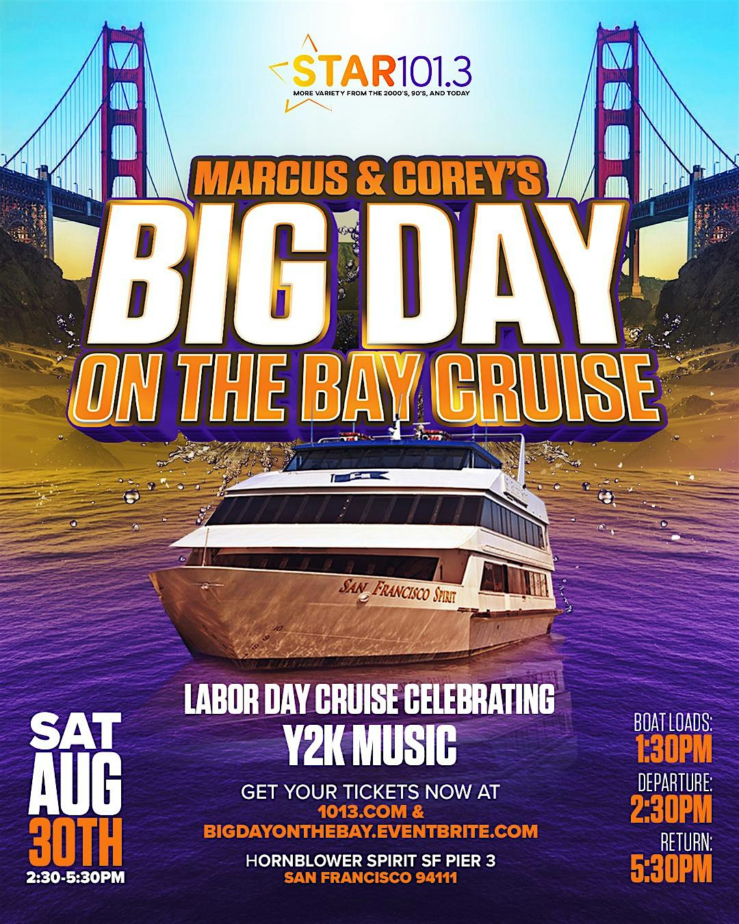 BIG DAY ON THE BAY Y2K LABOR DAY YACHT CLUB CRUISE at San Francisco Spirit – San Francisco, CA