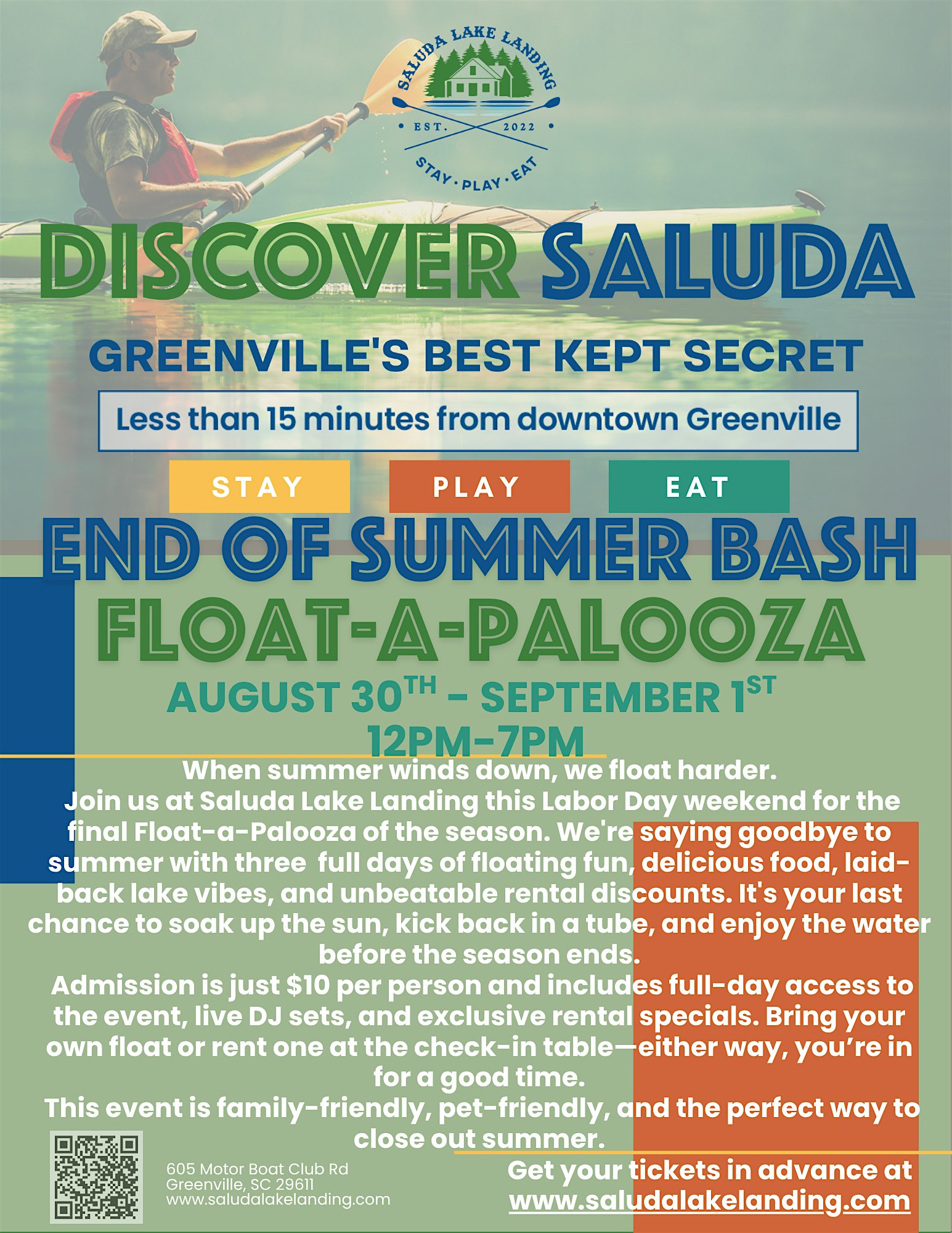 End of Summer Bash Float-a-Palooza at 605 Motor Boat Club Rd, Greenville, SC 29611, USA – Greenville, SC