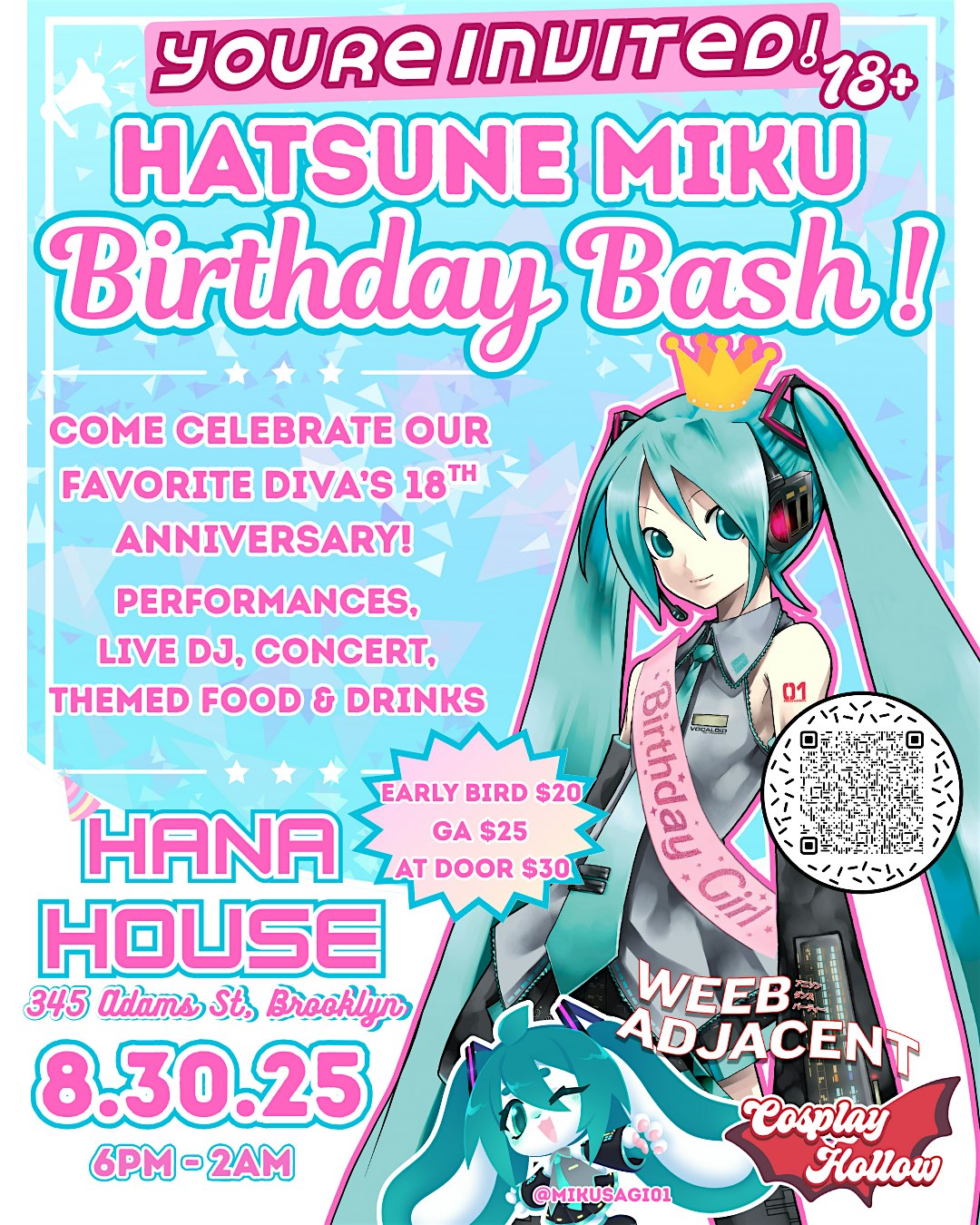 Hatsune Miku Birthday Bash! at Hana House – Brooklyn, NY