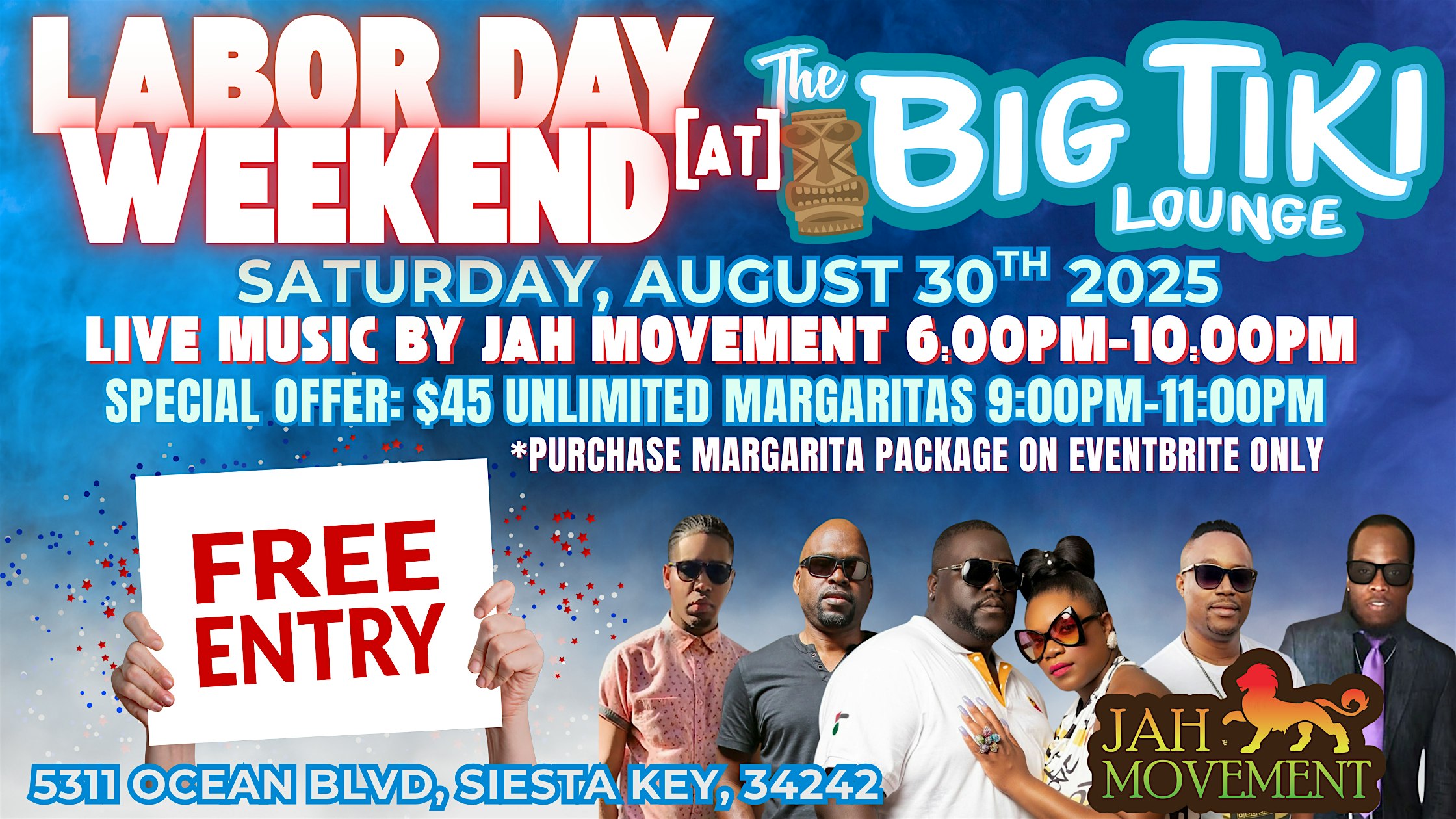 LDW Party at The Big Tiki Lounge! $45 Unlimited Margaritas (By Ticket Only) at The Big Tiki Lounge – Siesta Key, FL