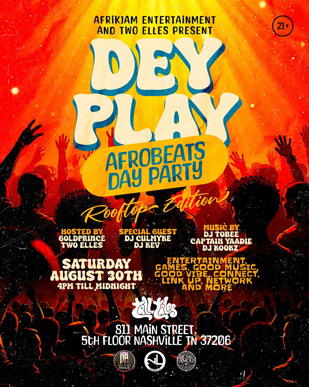 DEY PLAY AFROBEATS ROOF TOP DAY PARTY at Tall Tales Rooftop Bar – Nashville, TN