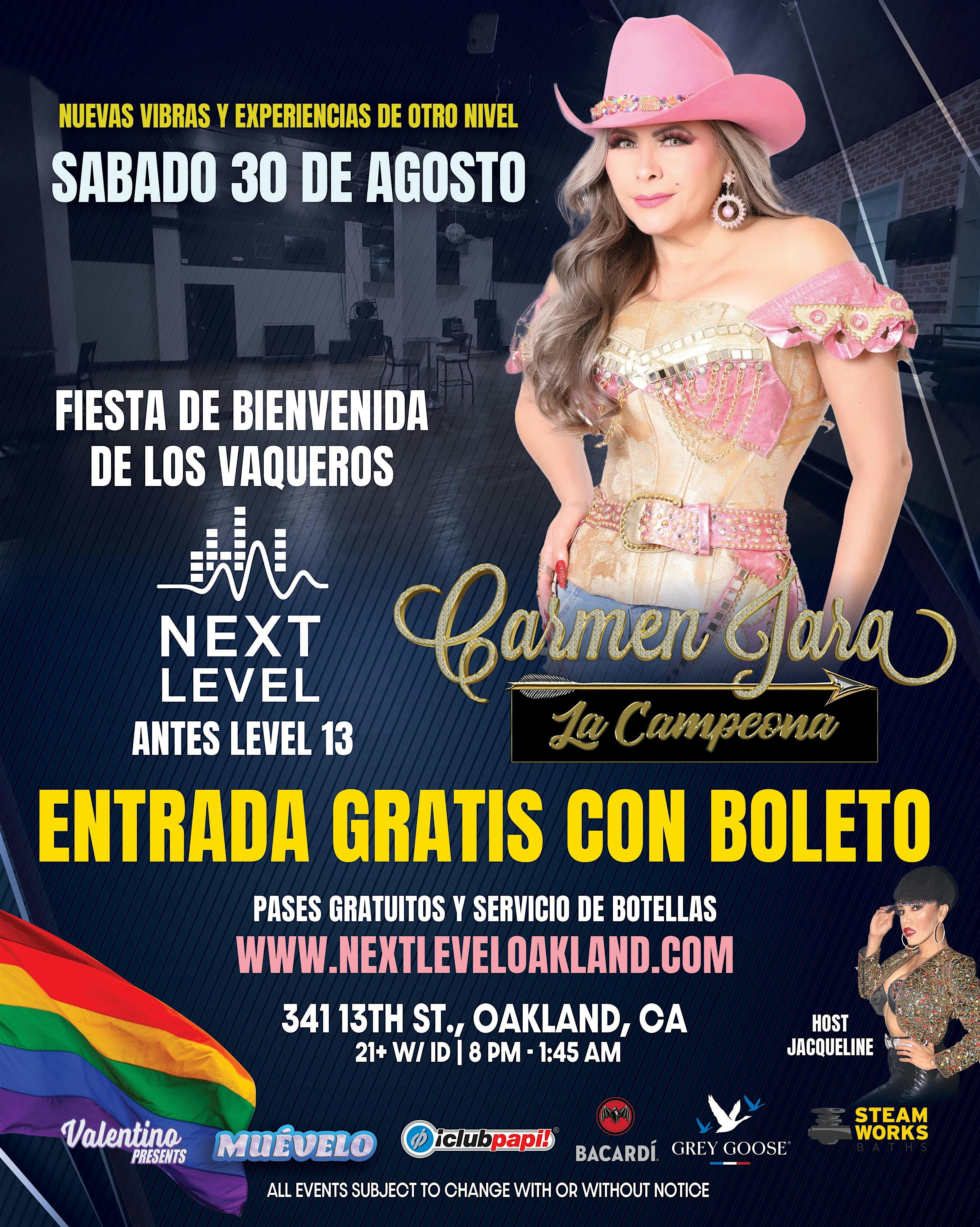 Carmen Jara en Vivo @ Next Level – Antes Level 13 at 341 13th St – Oakland, CA